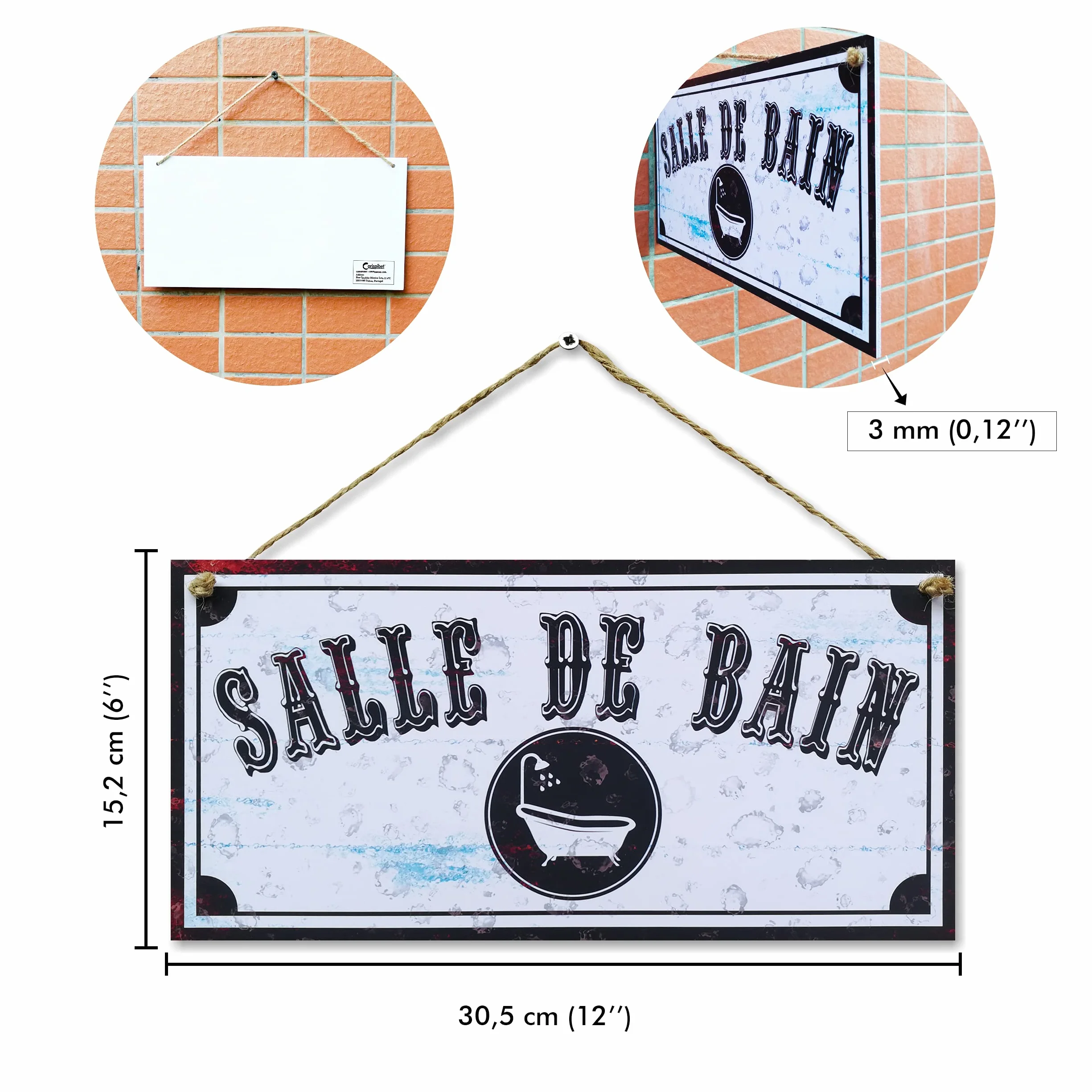 CARISPIBET plaque décorative salle de bain 15 x 30 cm décoration intérieure