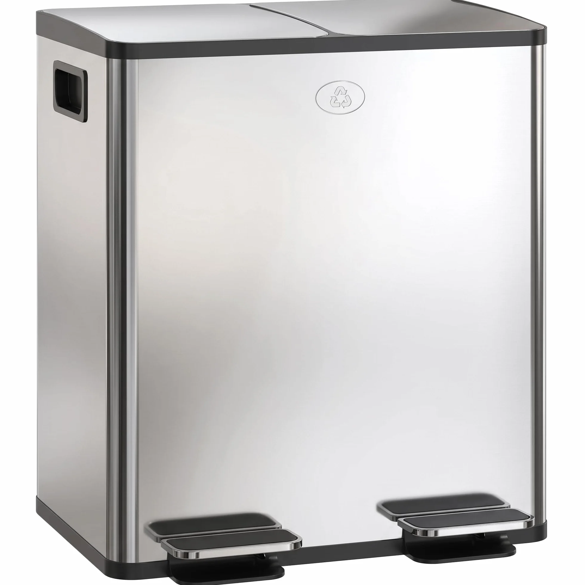 HOMCOM Poubelle à Double Compartiment 2x20L, Acier Inoxydable, Pédale, Couvercle Doux, Argent