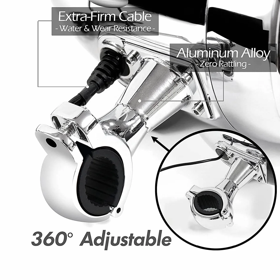 Wbudowany wzmacniacz 600 W, 11.4 cm, pełnozakresowe, wodoodporne, Bluetooth, motocyklowe, stereo, system audio z USB AUX MP3, pasuje do montażu na kierownicy od 1 do 1-1/10.2 cm (chromowany)