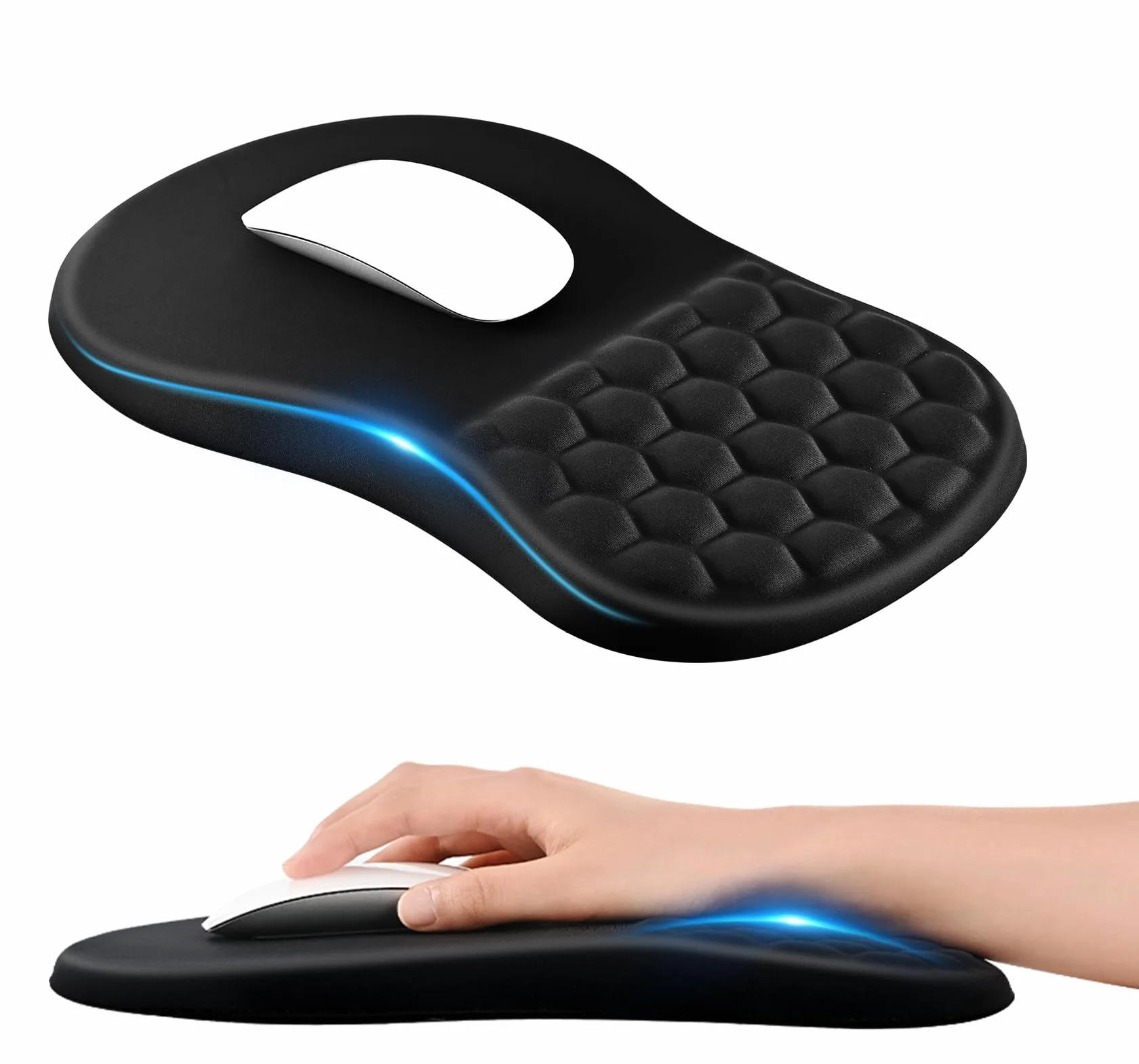 EooCoo Tapis de Souris XXL Gaming, Repose-poignet Ergonomique, Surface Agréable, Glisse Fluide