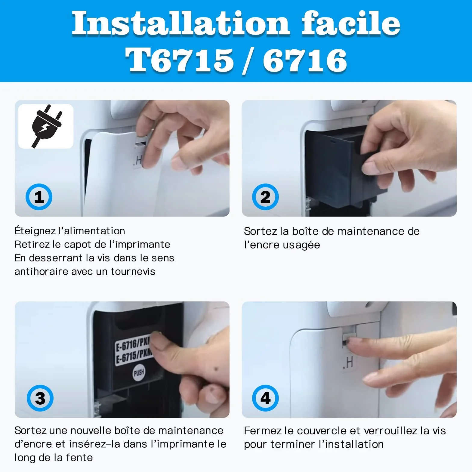 NEXTPAGE T6715 T6716 Boîtier De Maintenance Compatible Epson Workforce Pro WF-C5710DWF WF-C5790DWF WF-4720DWF