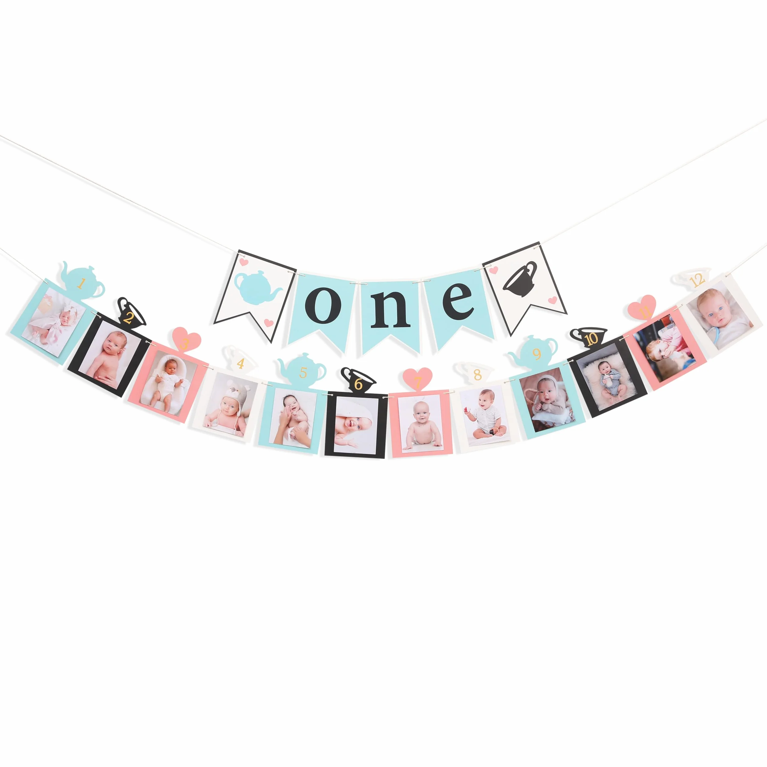 WAWUO Bannière Alice in ONEderland, décoration de 1er anniversaire