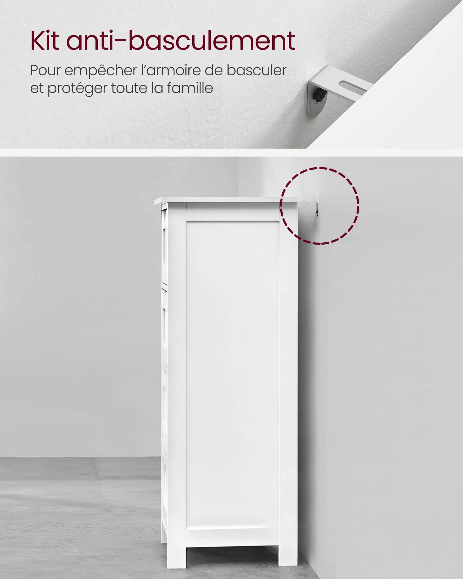 VASAGLE Meuble de Salle de Bain, Armoire sur Pied, avec 4 Tiroirs, 30 x 30 x 82 cm, pour Salon, Salle à Manger, Cuisine, Style Moderne, Blanc LHC40W