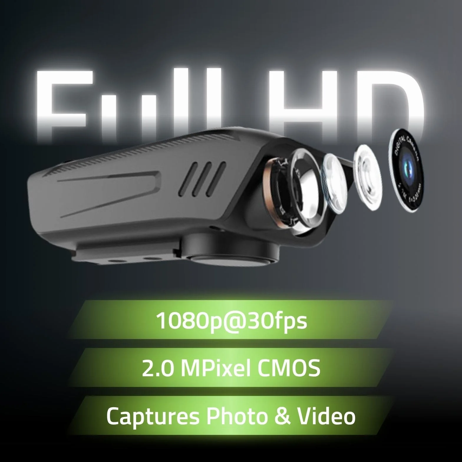 Nedis Kamera rowerowa - 1080p @ 30fps - 2 MPixel - 600 min - 70° - 600 min - w zestawie uchwyt - czarny