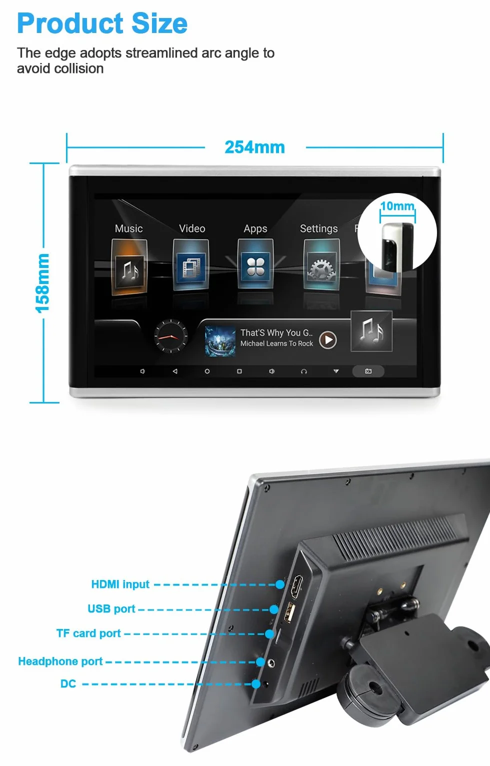 Samochodowe Zagłówki Odtwarzaczy Wideo - 11,6-calowy Uniwersalny Tablet Samochodowy 4K, System Multimedialny z Odtwarzaczem Multimedialnym na Tylnym Siedzeniu 1+16G, Wideo Samochodowe dla Androida 9.0