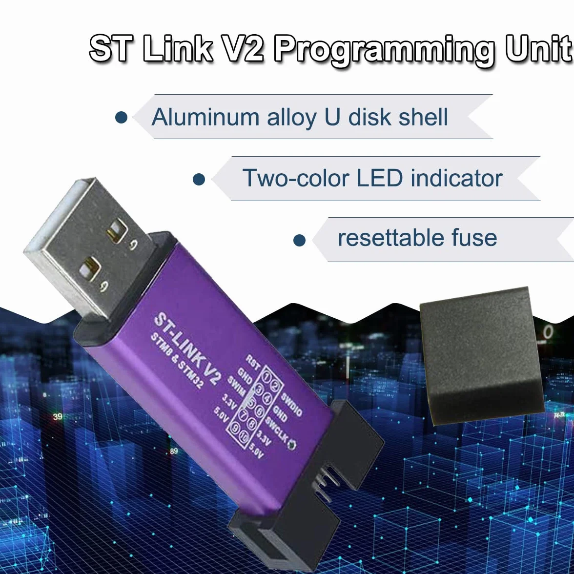 ST-LINK V2 Emulator Downloader, Programator, Emulator STM8 STM32, Obsługa programowania 3,3 V 5 V, z kablem DuPont (losowy kolor)