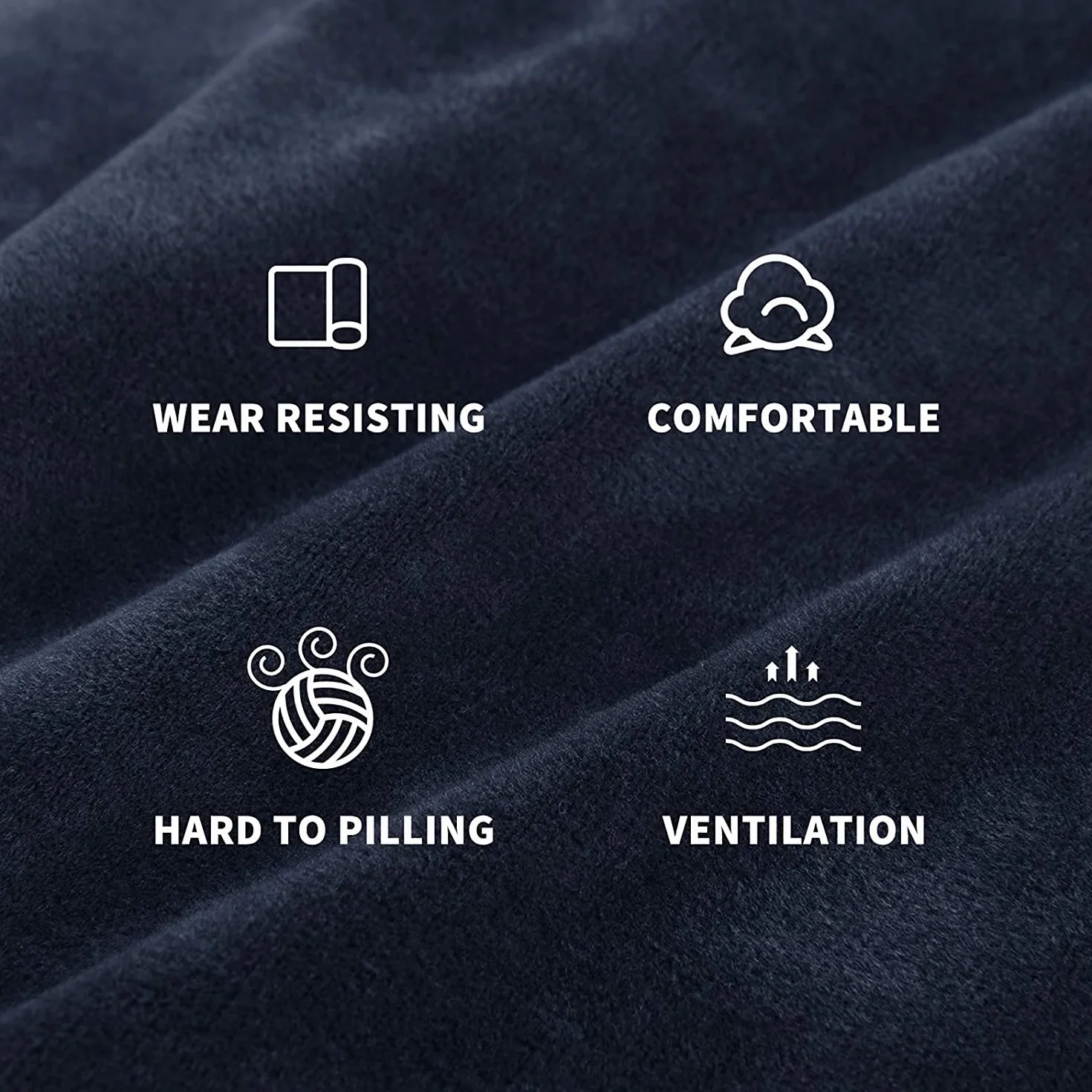 Housse de protection pour futon en velours, bleu marine, lavable en machine, antidérapante, fond élastique en Spandex
