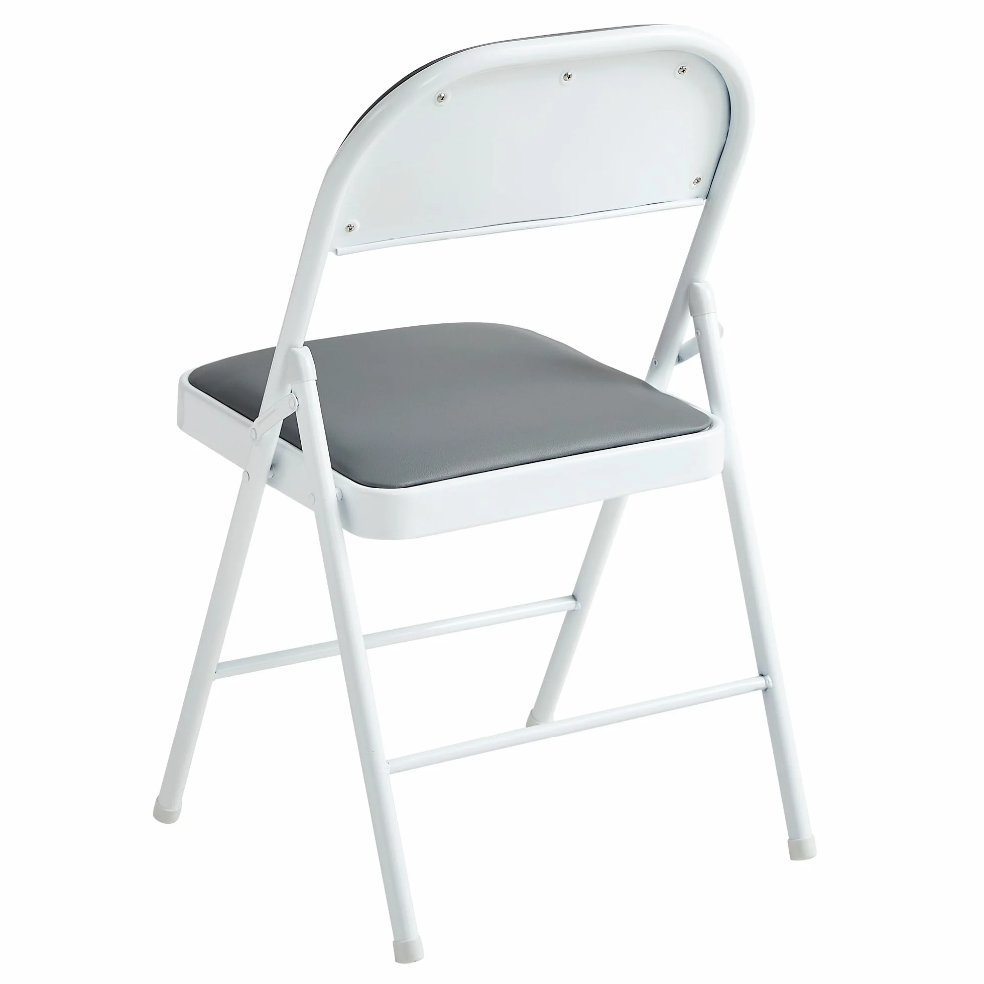 McC Direct Lot de 4 chaises pliantes en similicuir cadre métal siège rembourré facile rangement adaptées maison, bureau, salle à manger, réception (gris)