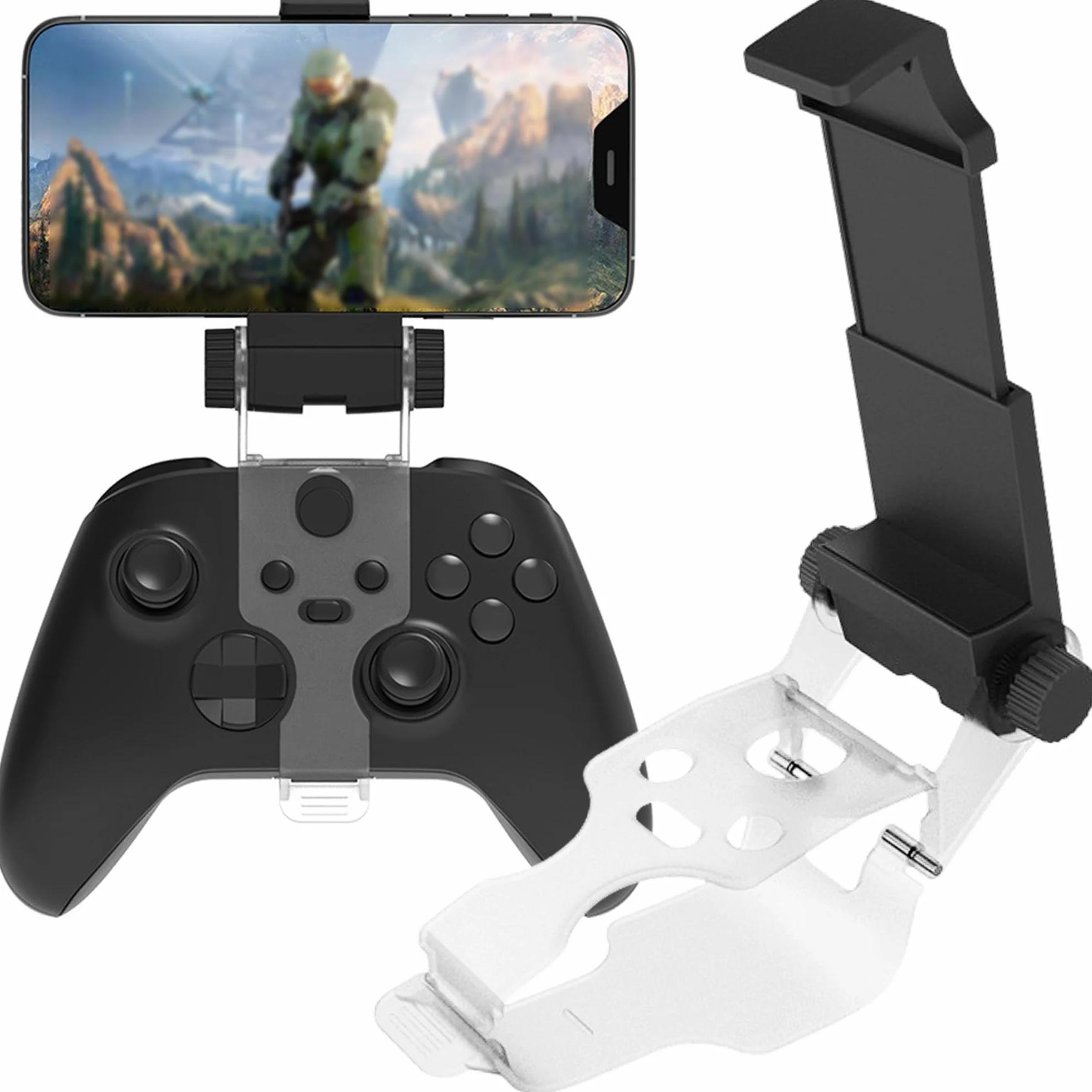 MINGZE Xbox Series X/ONE/S/X uchwyt na telefon, uchwyt na kontroler telefonu regulowany uchwyt zaciskowy kompatybilny składany kontroler mobilne gry 3-punktowy zacisk