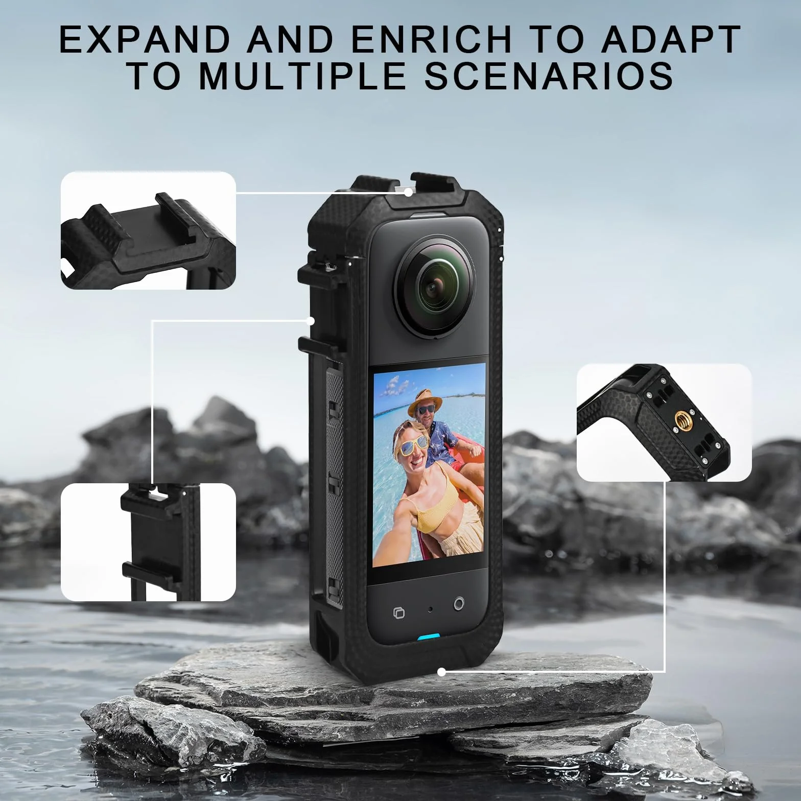 Ramka ochronna do Insta360 X5, szybkie zwalnianie magnetycznej klatki aparatu, odporna na zarysowania plastikowa obudowa do kamery sportowej Insta 360x5 akcesoria