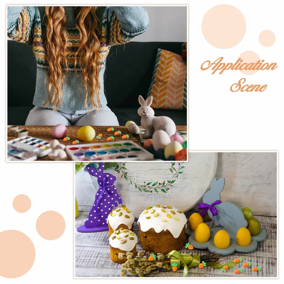 SUPERFINDINGS 80Pcs Mini Cabochons Carotte de Pâques en Résine Légumes Décoratifs Bunny Carrots Flatbacks Ornaments