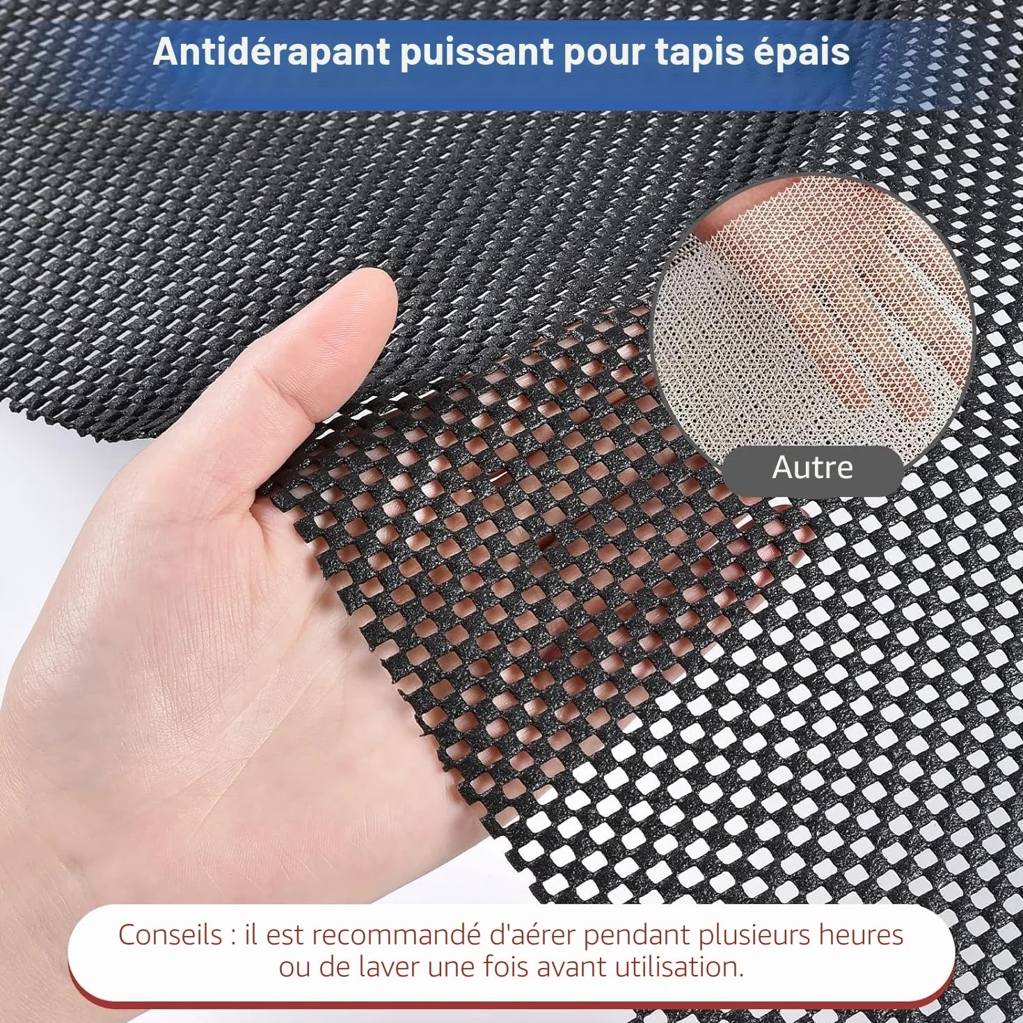 KAHEIGN Tapis Antidérapant PVC 50x200 cm Impérméable pour Maison Bureau Cuisine Salle de Bains Noir