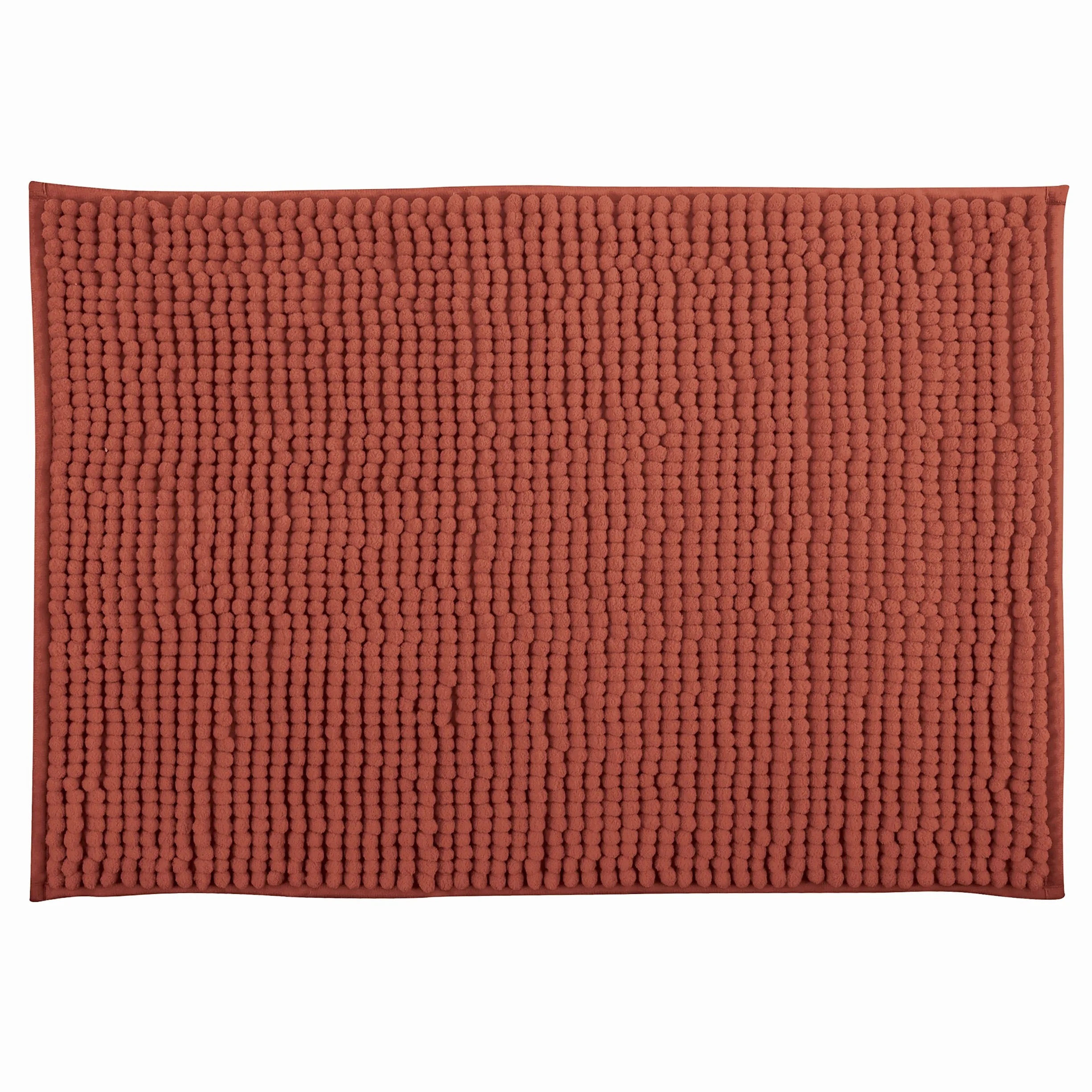 Tapis de Bain Microfibre Chenille Anti-dérapant Lavable Machine 60x60 cm Terracotta