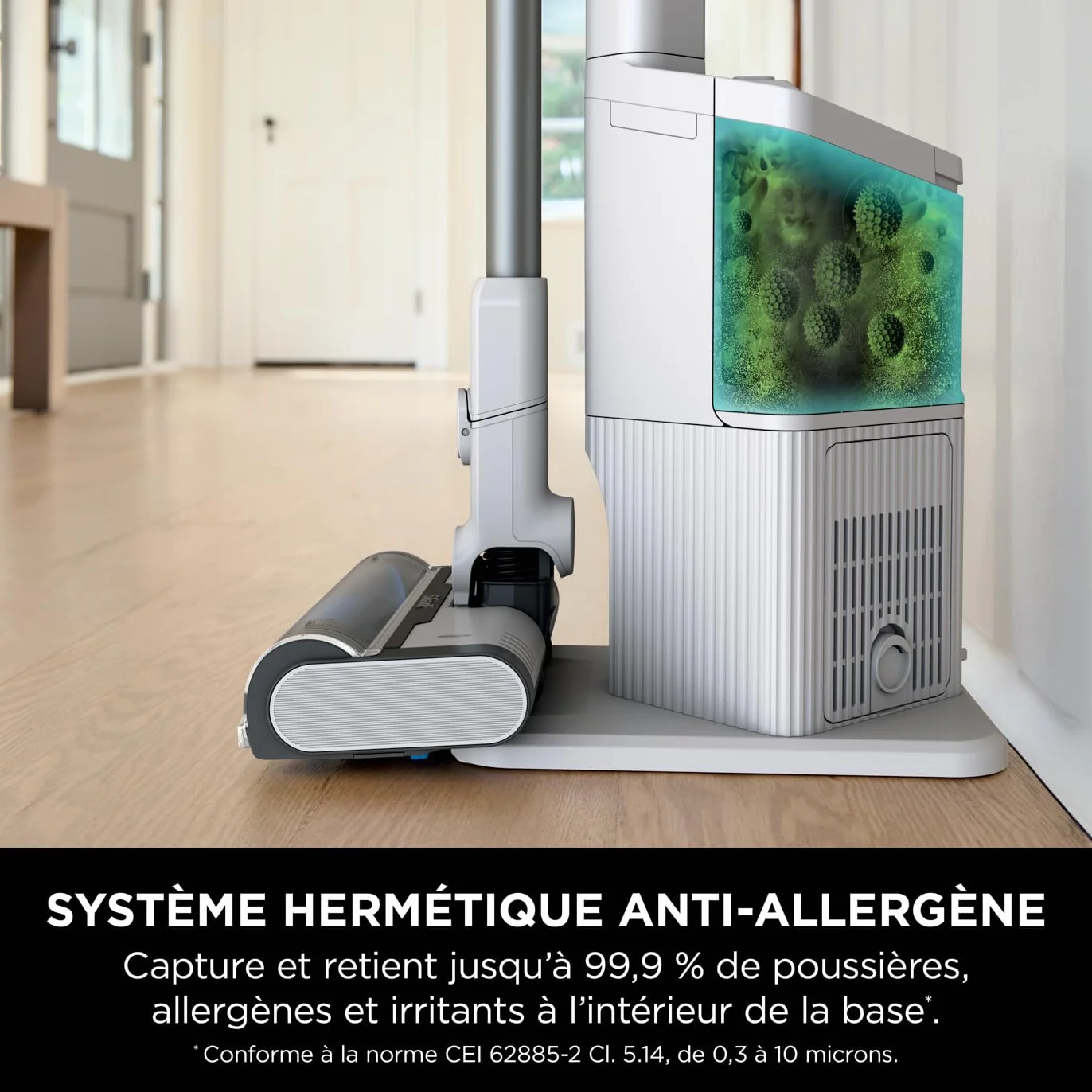 Shark Clean & Empty, aspirateur sans fil, vidage automatique, aspirateur anti-emmêlement avec accessoires pour animaux et suceur plat, autonomie 40 min, station de chargement, blanc/bleu, BU3521EU