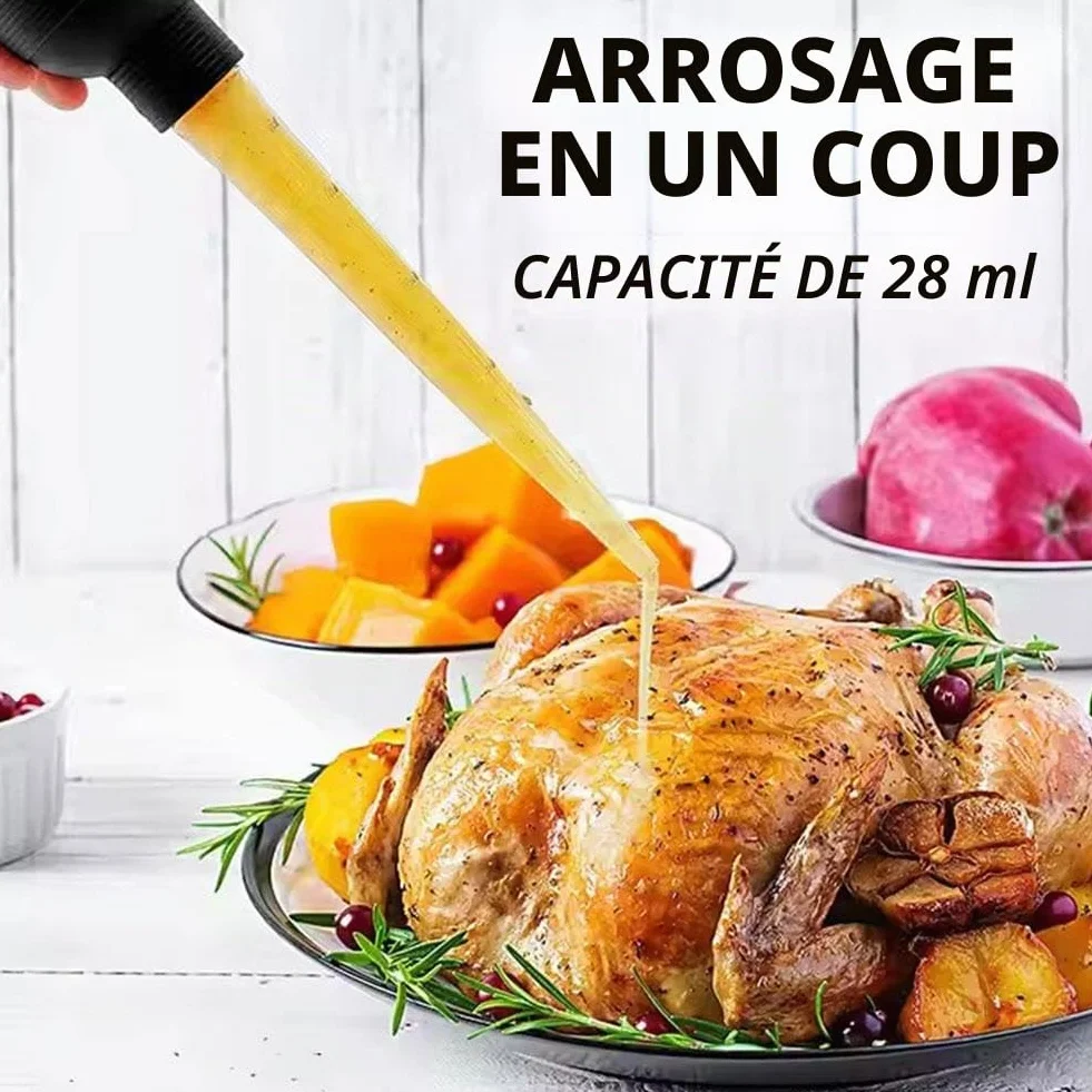 Poire à Dinde avec Brosse de Nettoyage Grande pour Cuisson Barbecue Grill