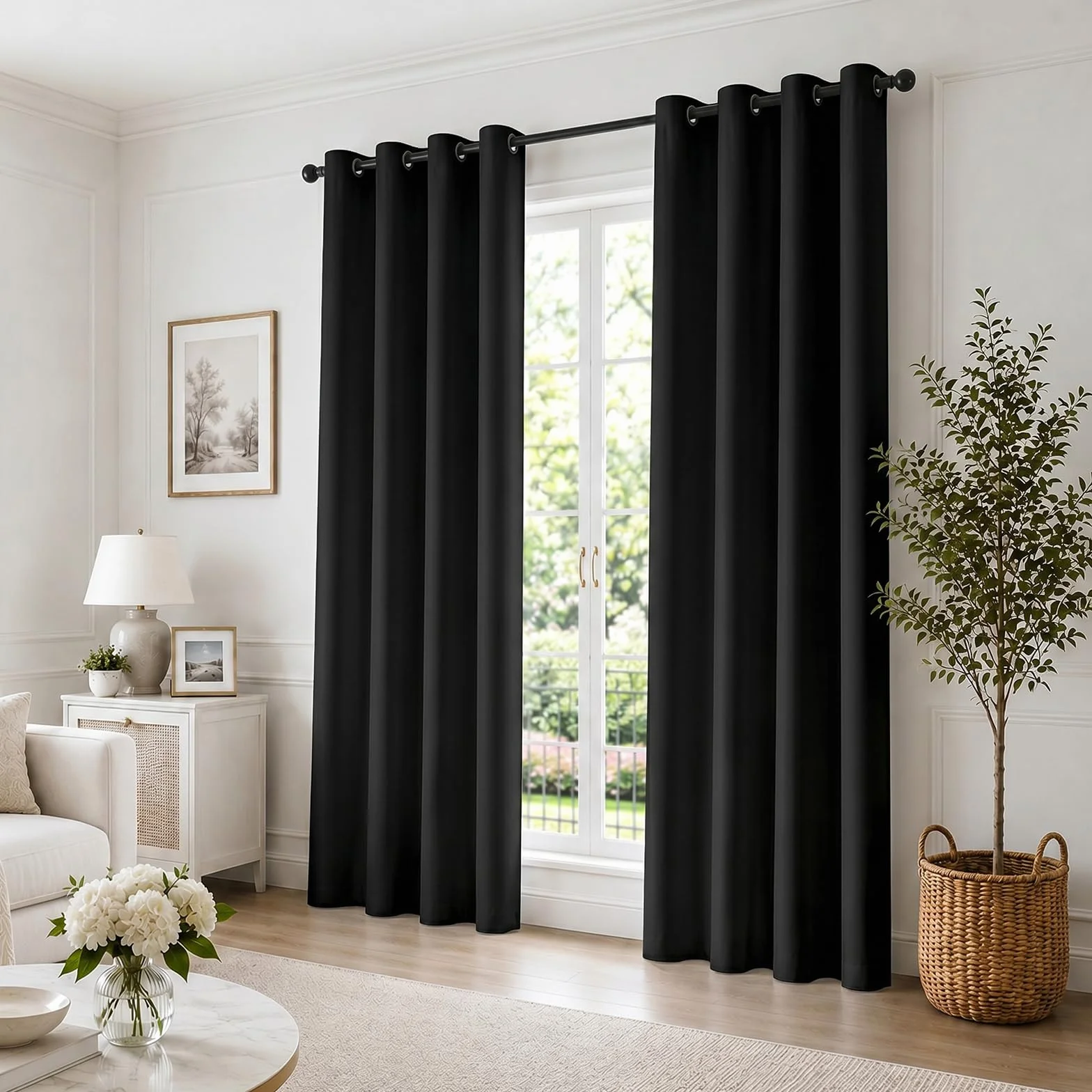 Rideau Occultant Lot De 2 140x300cm Impermeable Thermique Isolant Anti Bruit Noir