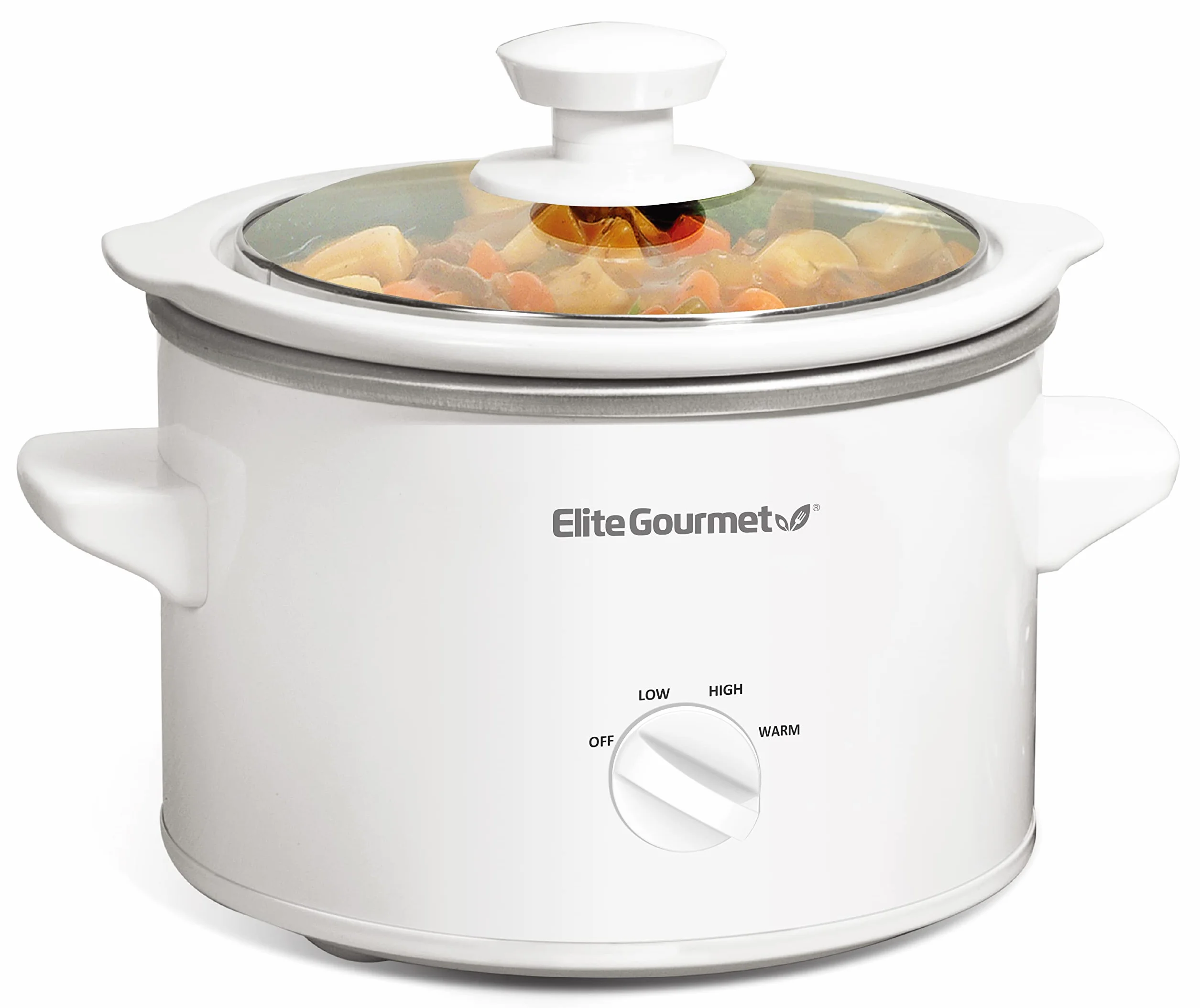 Elite Gourmet MST-250XW Mijoteuse électrique avec cuve en céramique, température réglable, pour entrées, sauces, soupes, rôtis et plats mijotés, passe au lave-vaisselle (1,4 L, blanc)