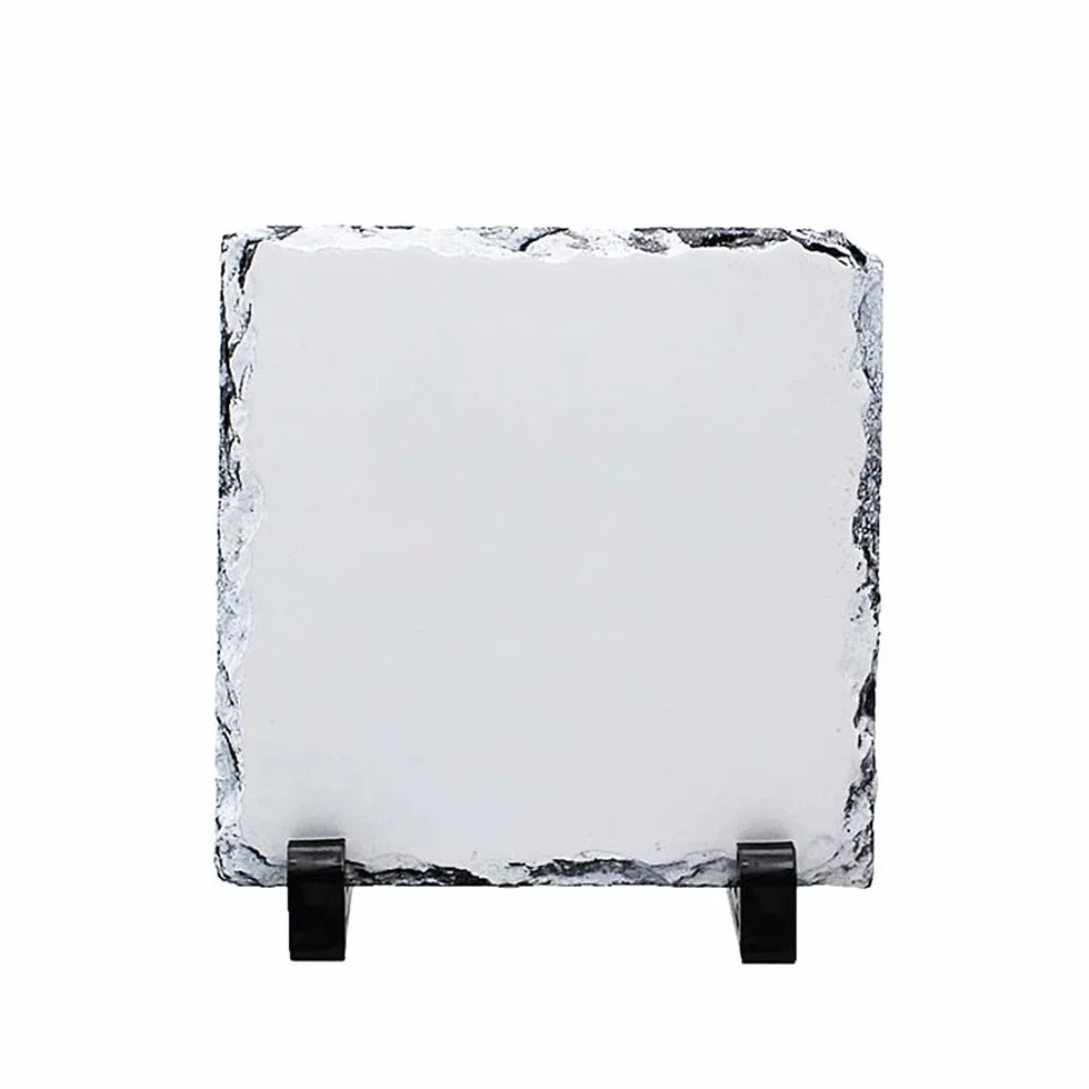 MR.R Sublimation Blanks Square Rock Slate Photo Plaque Cadre Photo Personnalisé Mariage Anniversaire Naissance Bébé 20x20cm