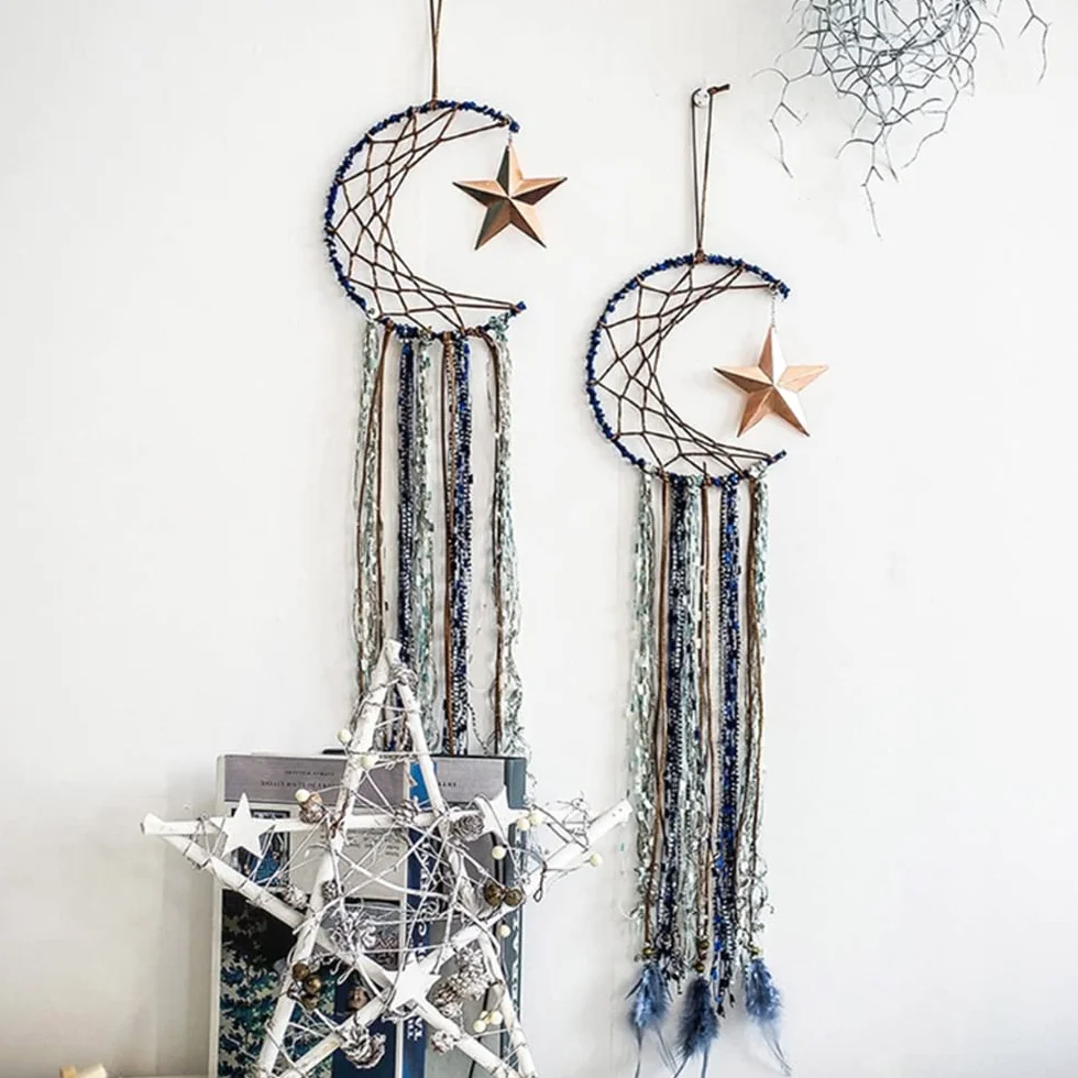 Lune Macramé Attrape Rêve Anneaux en Métal Star DIY Artisanat Fabrication Capteur de Rêves 12 Pcs