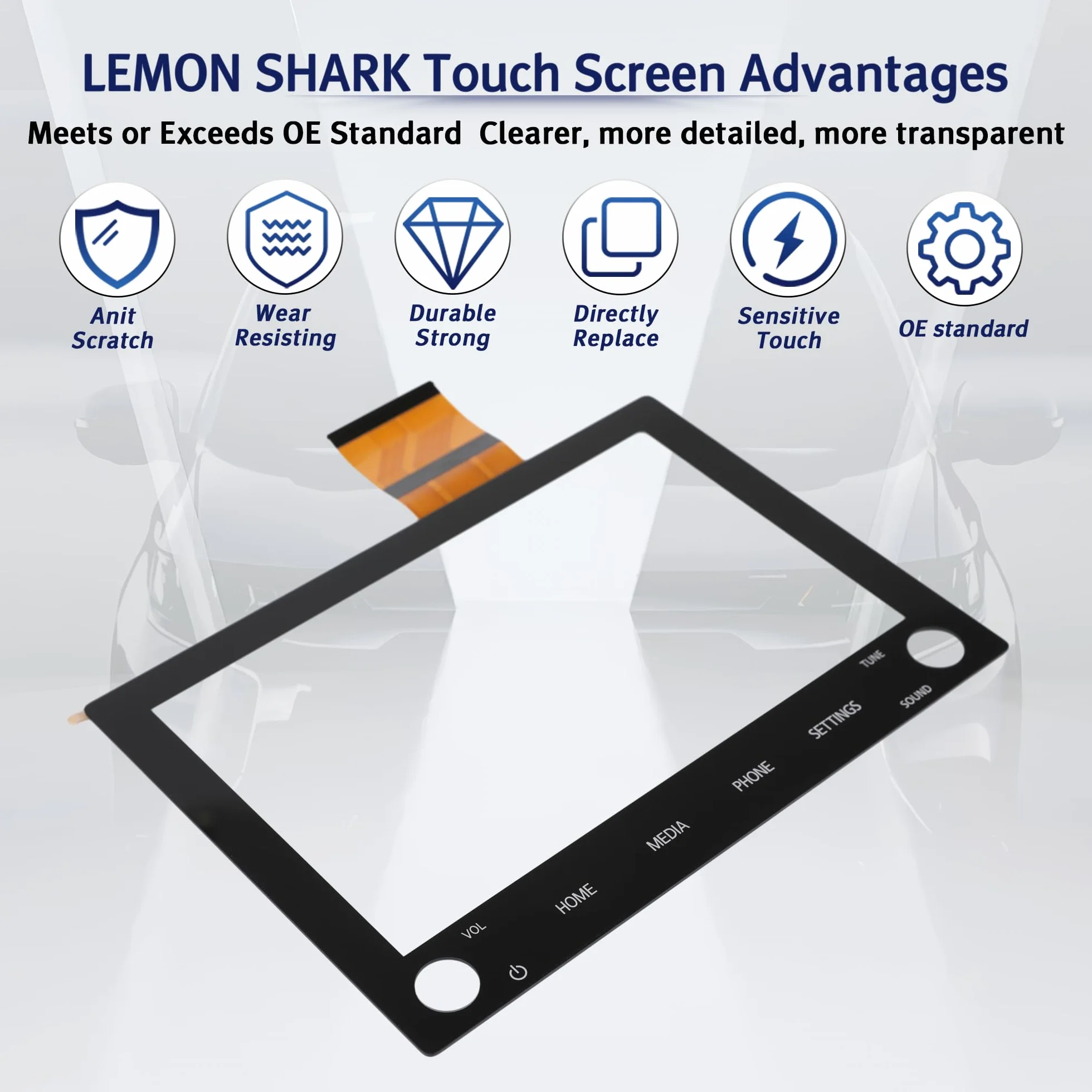 LEMON SHARK Ekran dotykowy LCD 8" radio nawigacja wersja z 2 przyciskami na ekranie do Mitsubishi Outlander 2020-2022 zastępuje nr 8740A130, 8740A040, 8740A076, 8740A040