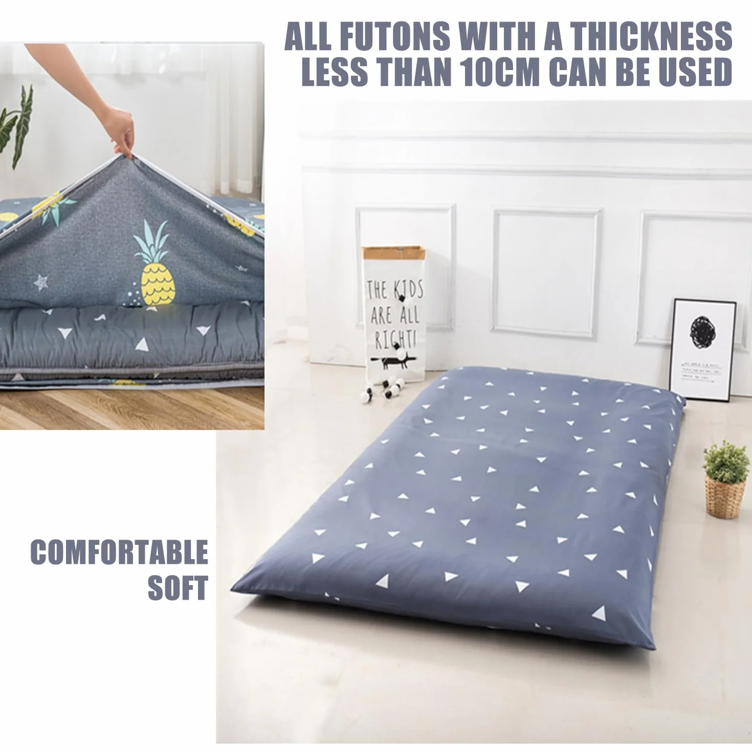 Housse De Matelas Futon avec Fermeture Éclair Queen 150x200cm Protège-Matelas Anti-Poussière Lavable