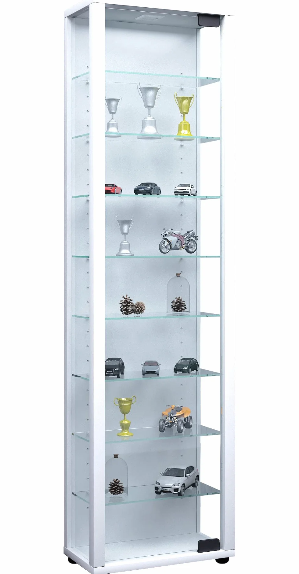 VCM vitrine en Verre Colonne Bois Verre vitrine de Collection vitrine de Verre vitrine Stand vitrine Edana Maxi Blanc