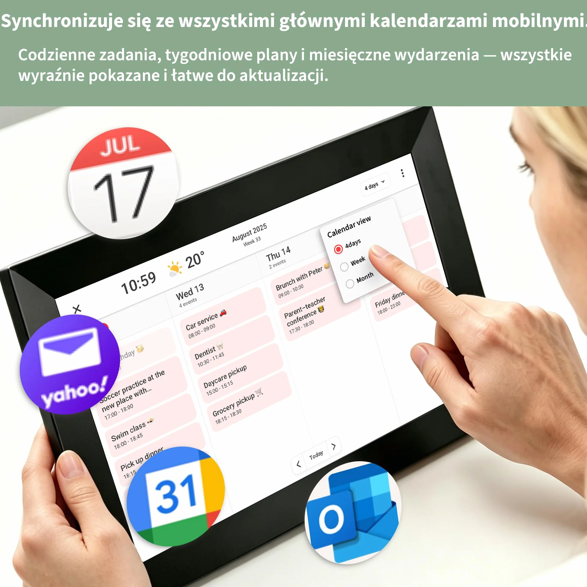 Veidoo Frameo 10,1 cala 32GB WiFi – cyfrowa ramka na zdjęcia, ekran dotykowy HD IPS 1280x800, automatyczna rotacja, udostępnianie zdjęć przez aplikację Frameo i synchronizacja kalendarza