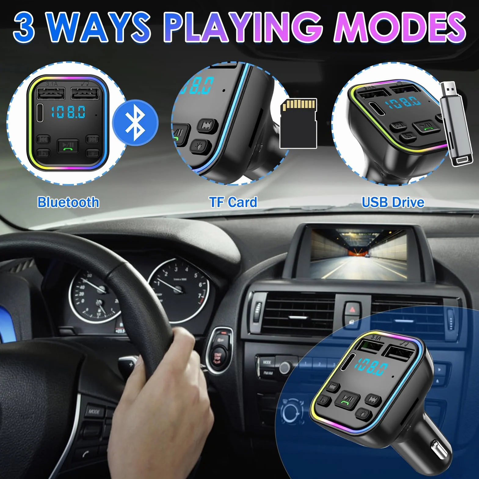 Nadajnik FM Bluetooth samochodowy adapter samochodowy Bluetooth