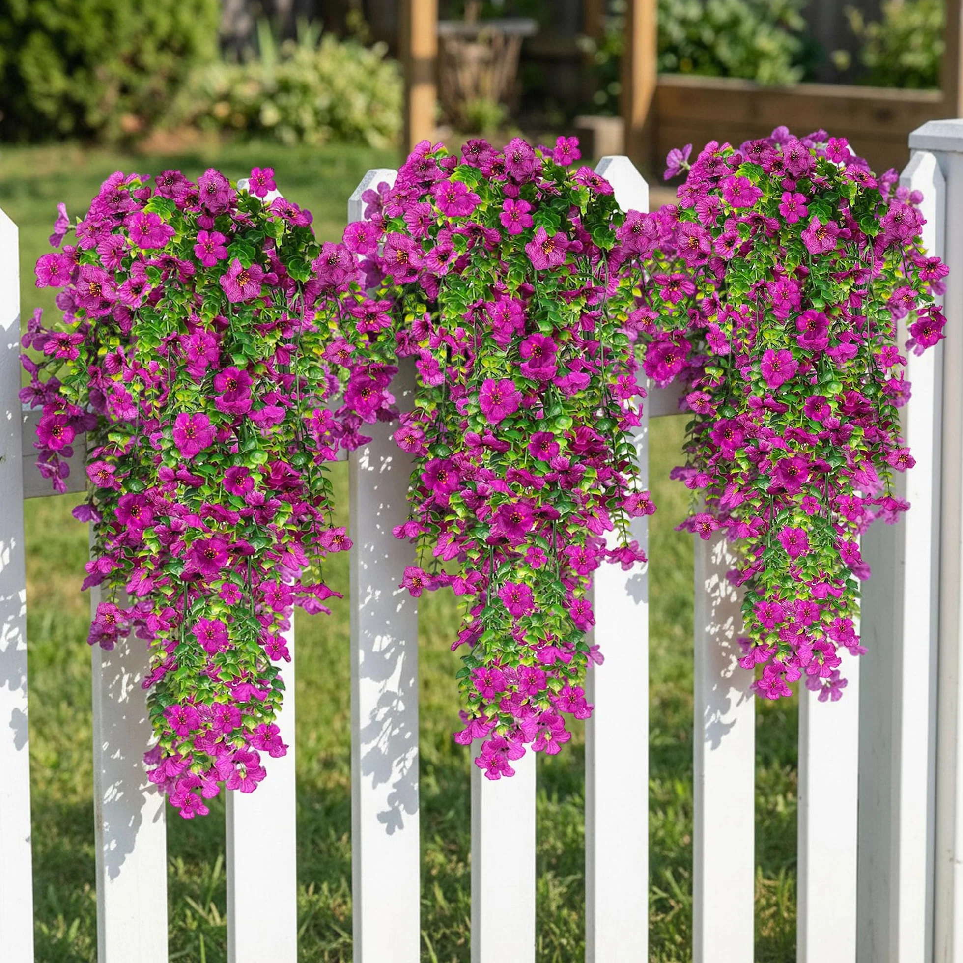 Fleurs Artificielles Suspendues Résistant aux UV 77cm Violet Lot de 4