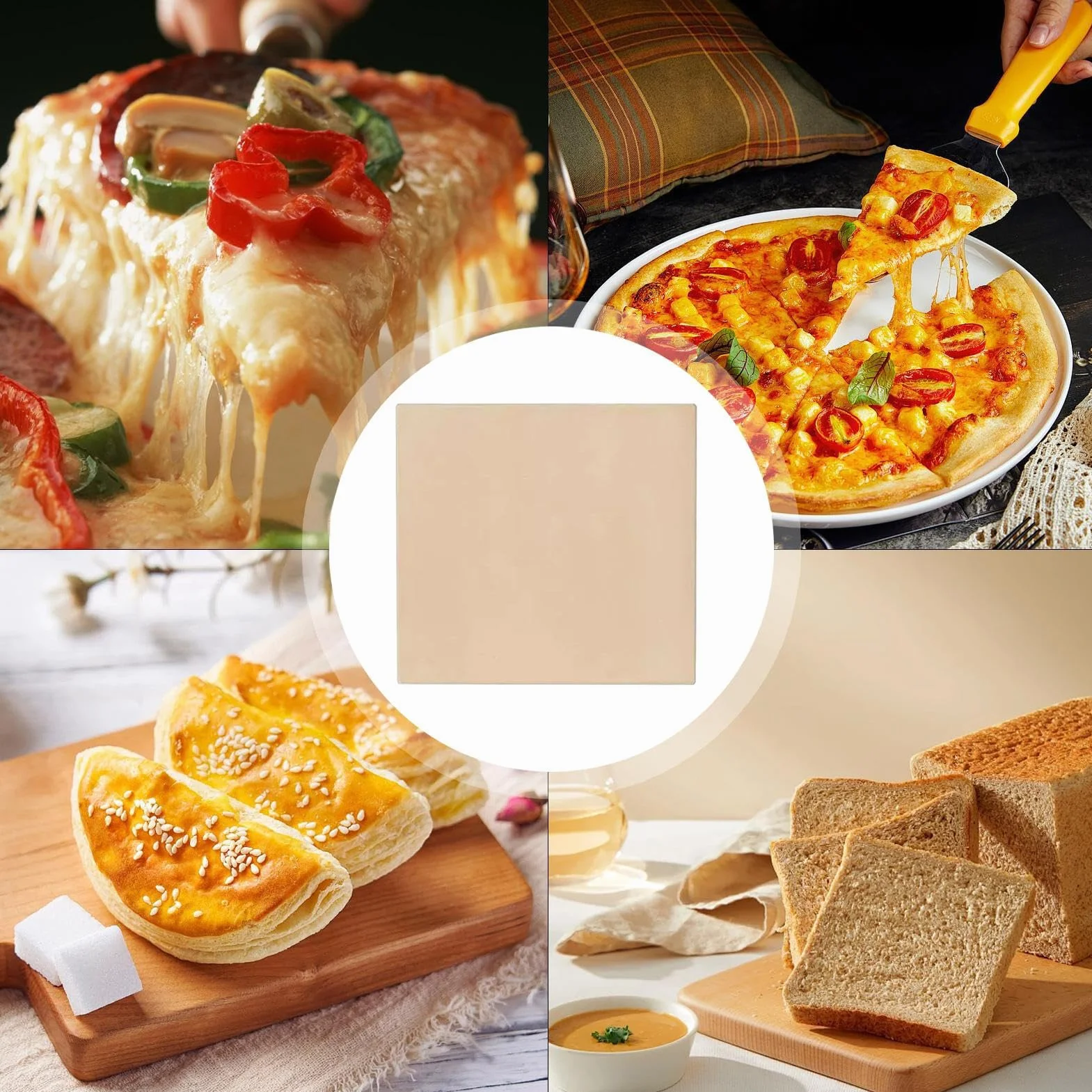 Pierre à pizza - 30,5 x 30,5 cm - En céramique anti-adhésive - Pour four, barbecue, camping - 30,5 x 30,5 cm - Idéale pour le à pizza et la cuisson polyvalente à l'intérieur et à l'extérieur