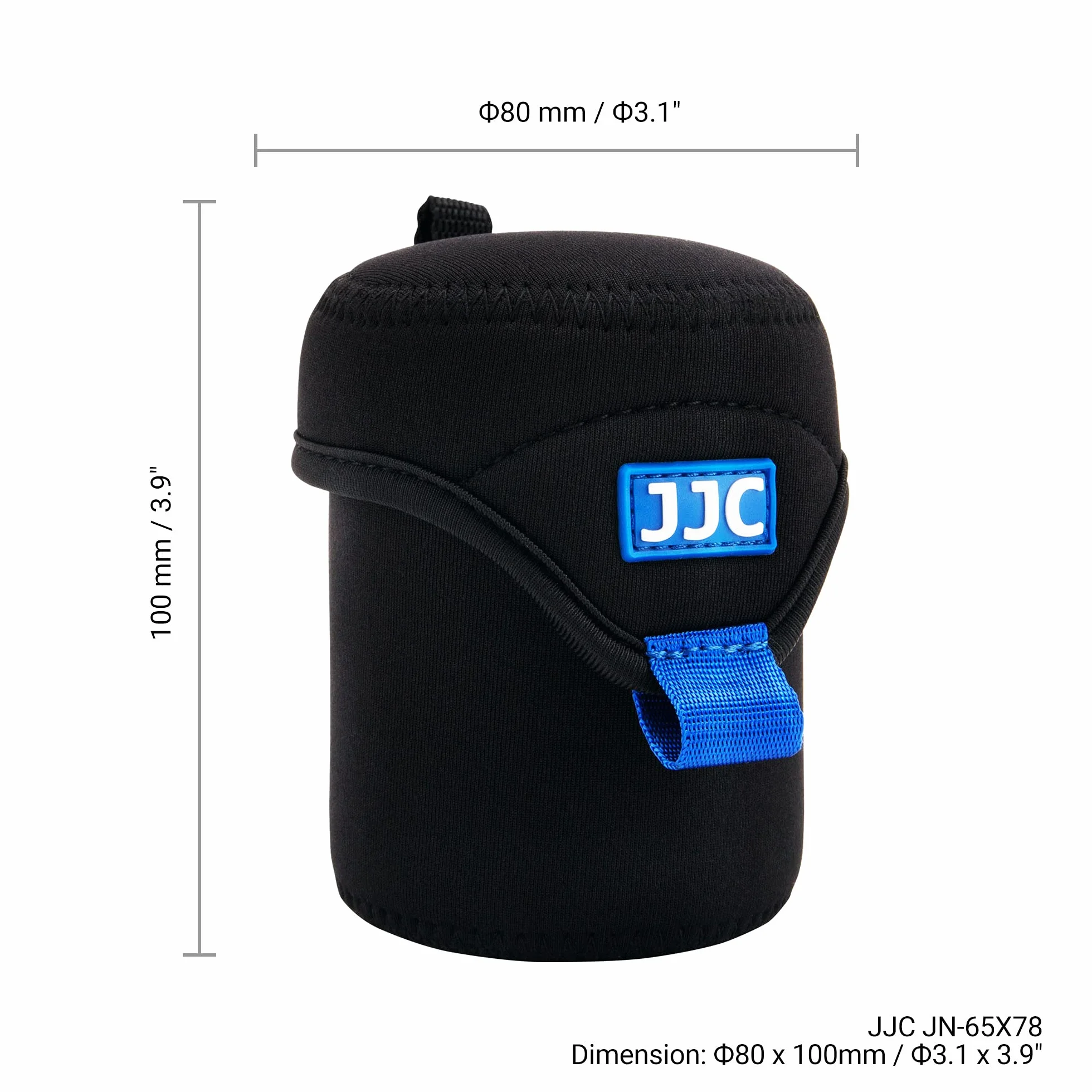JJC Neoprenowy futerał na obiektyw, czarny, L pasuje do obiektywu ≤ 3,1 x 3,1" (Dia.x L), pojedynczy