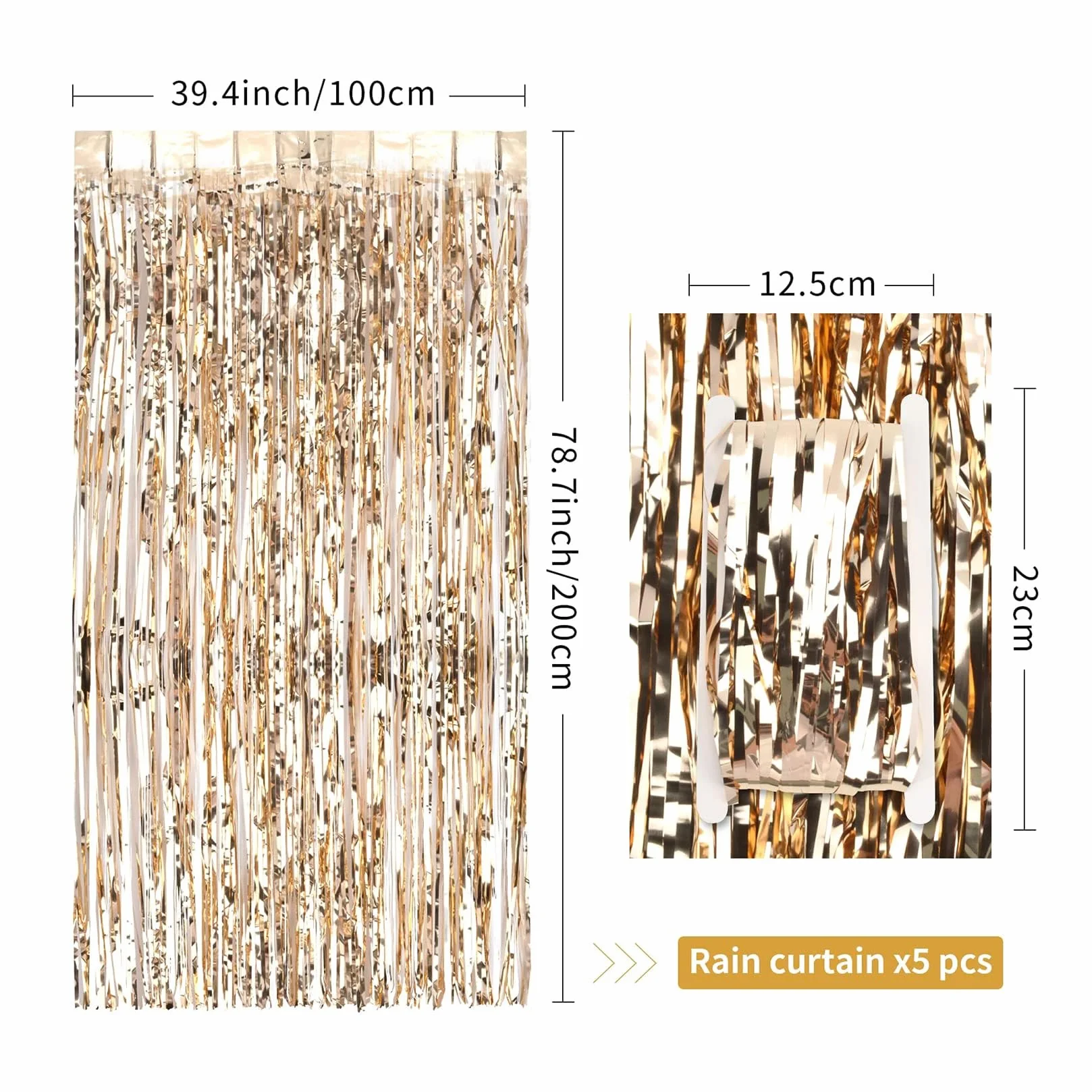 Rideau Métallique à Franges Champagne Gold 1M x 2M Anniversaire Mariage Décoration