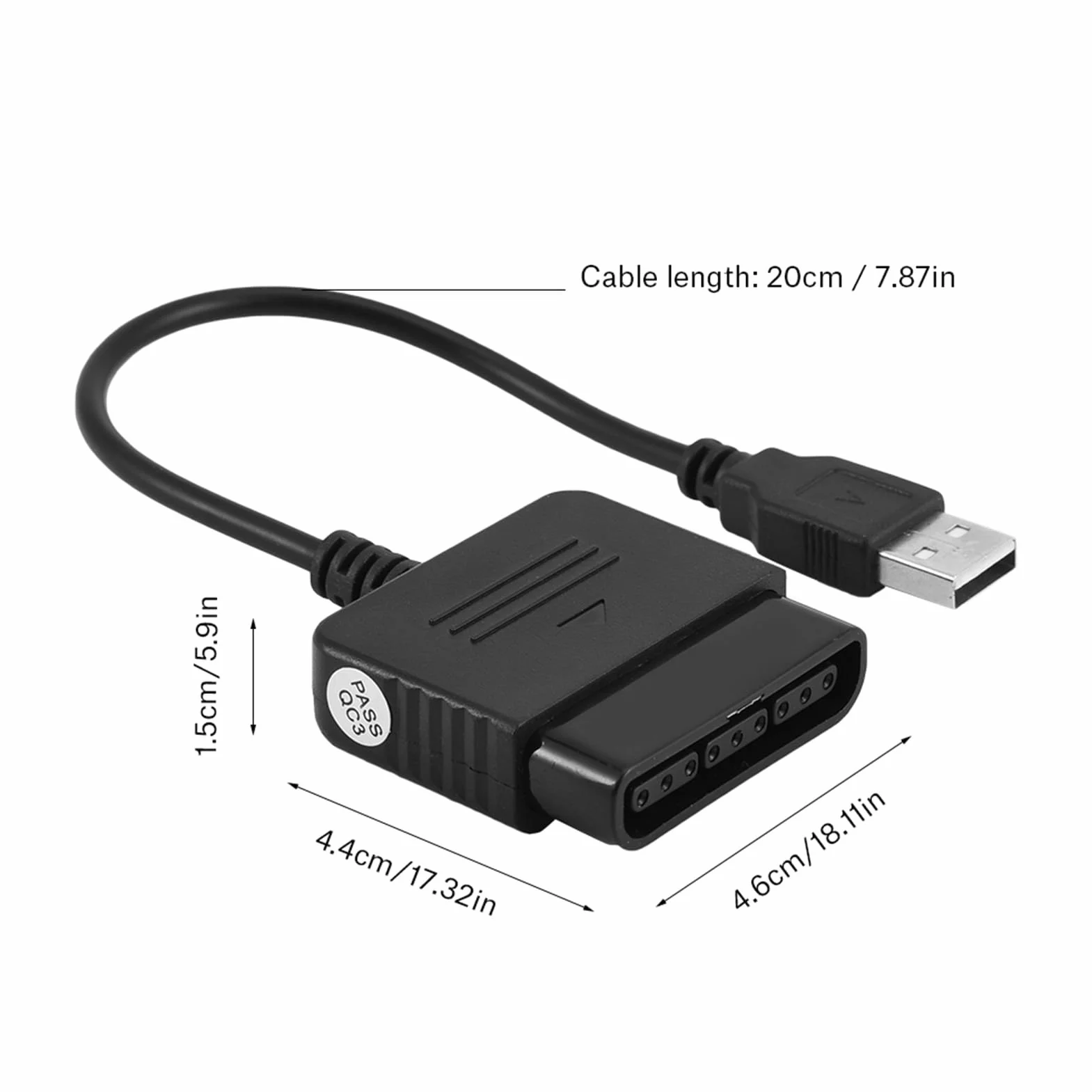 Adaptateur PS2 USB Convertisseur Câble Jeux PS2 vers PS3 PC Manettes Originales Double Vibration Compatible Windows ABS