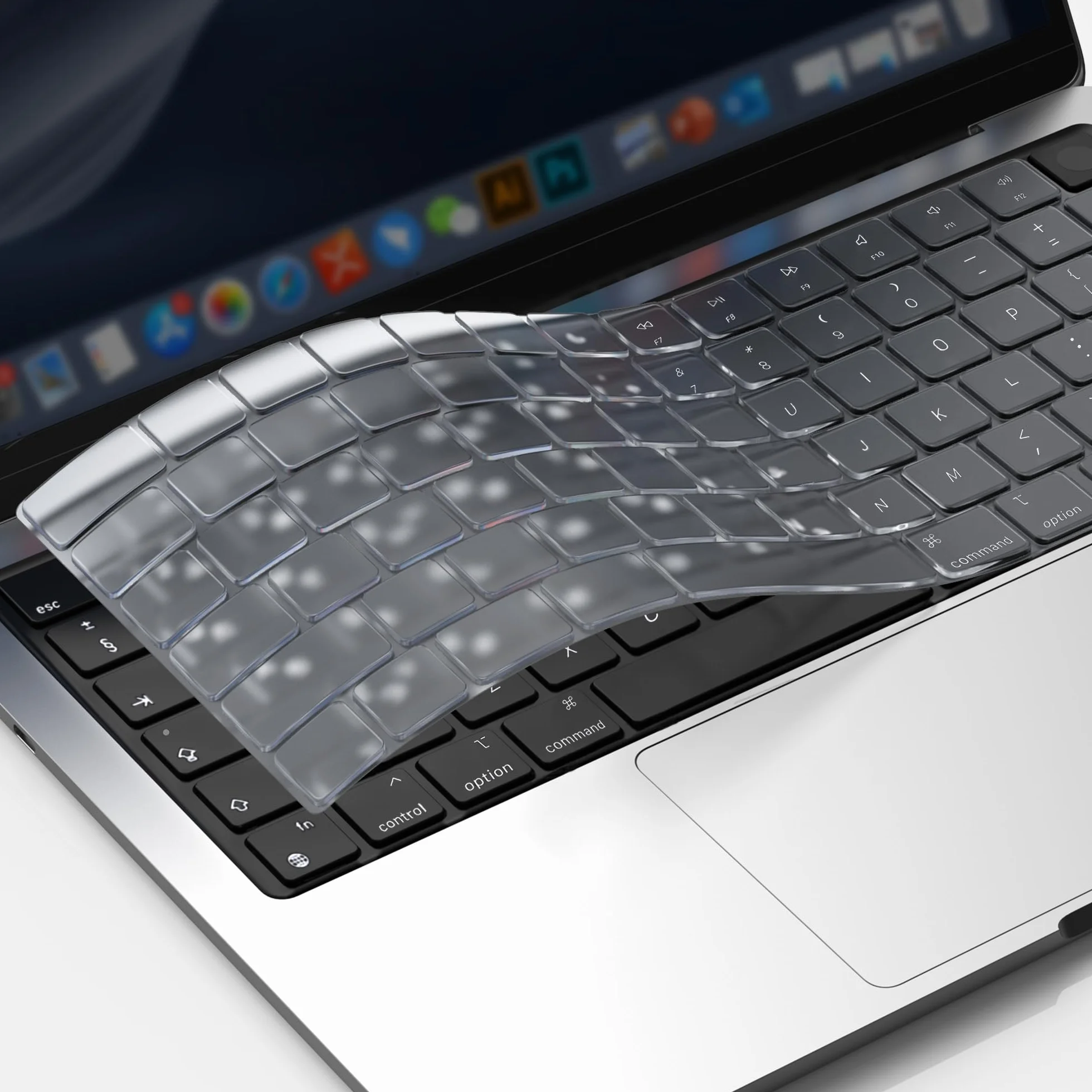 Protection Clavier Compatible MacBook Air 13.6 15 Pouces M5 M4 M3 M2 MacBook Pro 14 16 M5-M1 Pro Max EU-Layout TPU Clair
