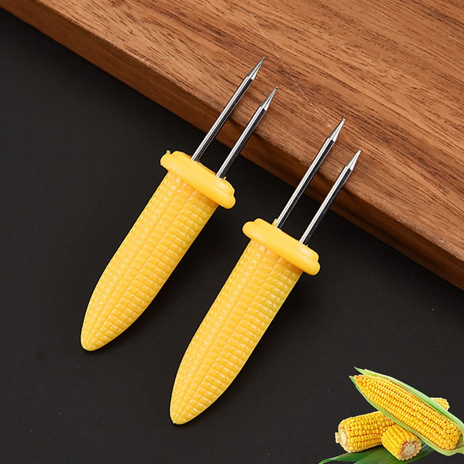 Support d'épis de maïs 20pcs, brochettes en acier inoxydable pour fête pique-nique camping