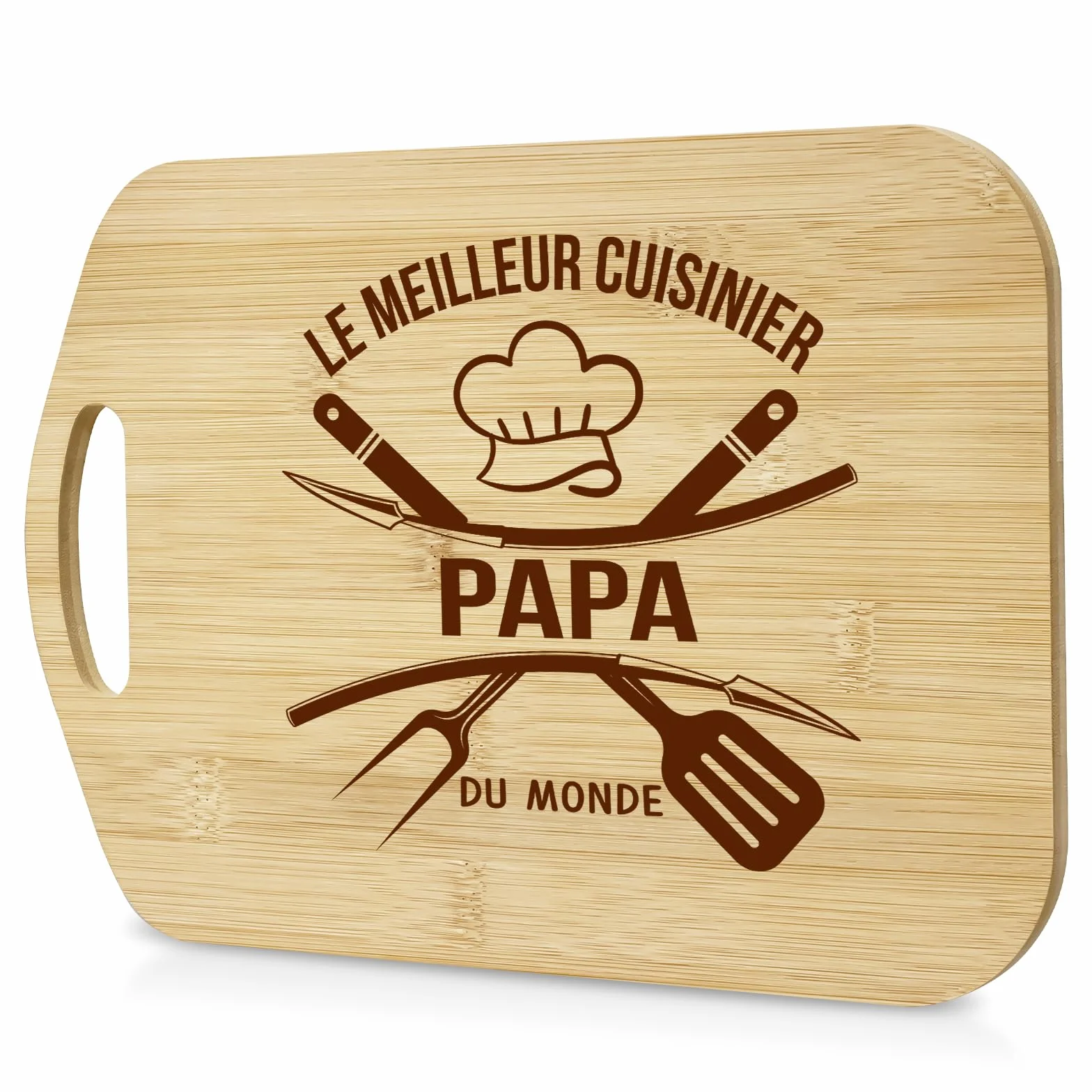 Planche à Découper en Bambou Cadeau Fête des Pères Original