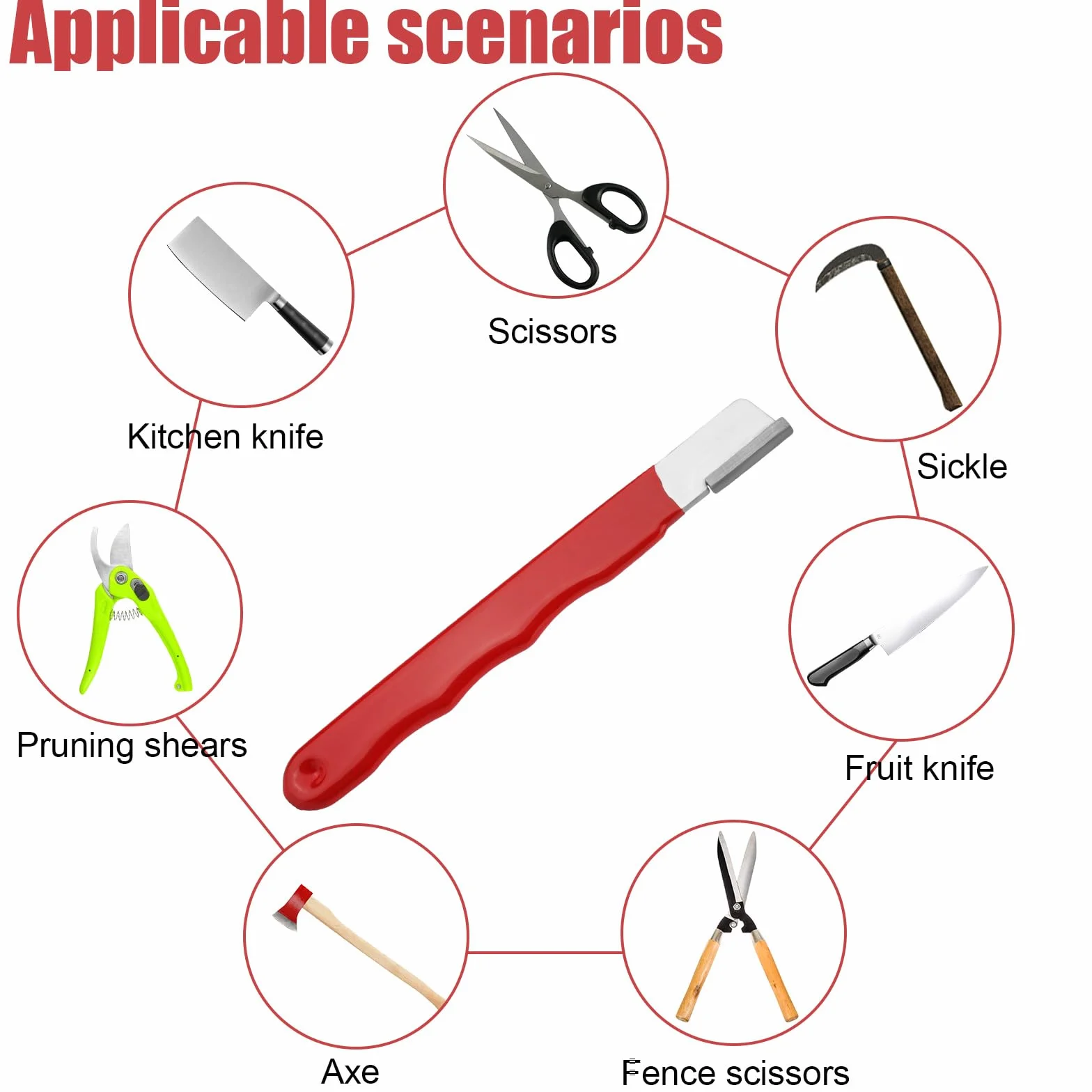 Aiguiseurs d'Outils de Jardin Lot de 2, Aiguiseur Polyvalent Portable pour Lames Sécateurs Hachettes Ciseaux Faucilles Cisailles (Noir et Rouge)
