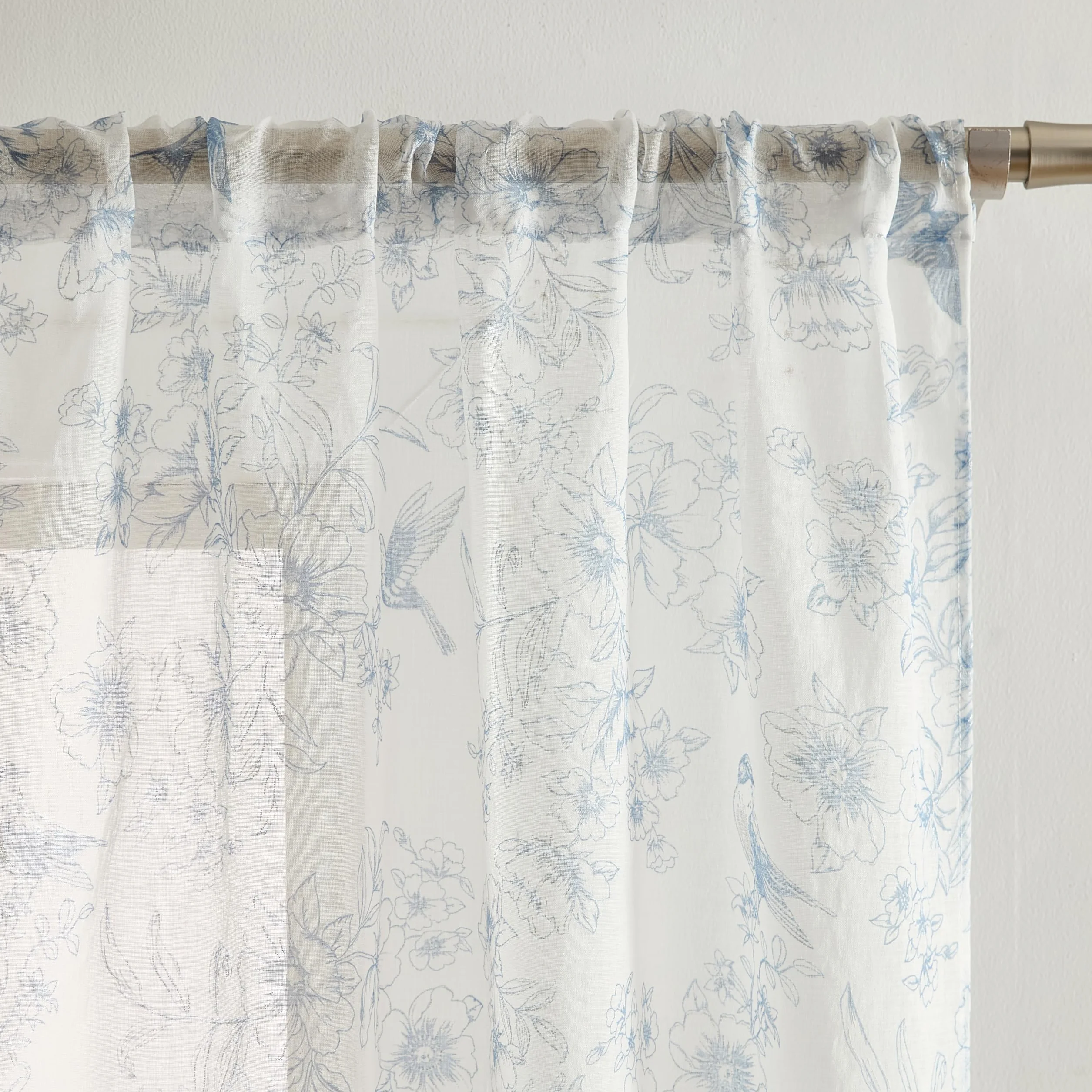 Laura Ashley Barnette Lot de 4 Rideaux Passe-Tringle 243,8 cm Semi-Transparent Bleu