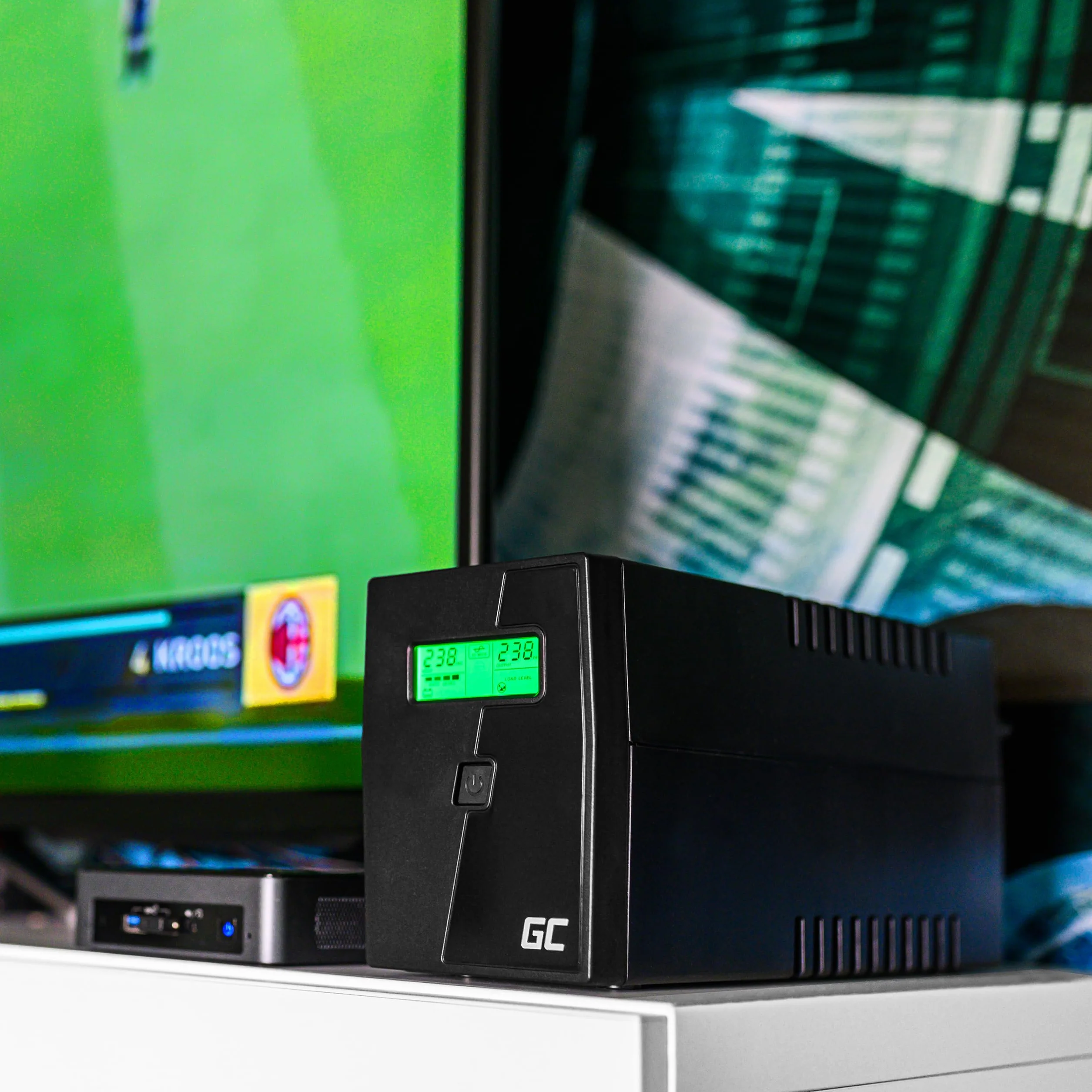 Green Cell Zasilacz Awaryjny UPS 600-999VA 360W Power Proof z wyświetlaczem LCD | Line-Interactive AVR | 230V | 2x Schuko