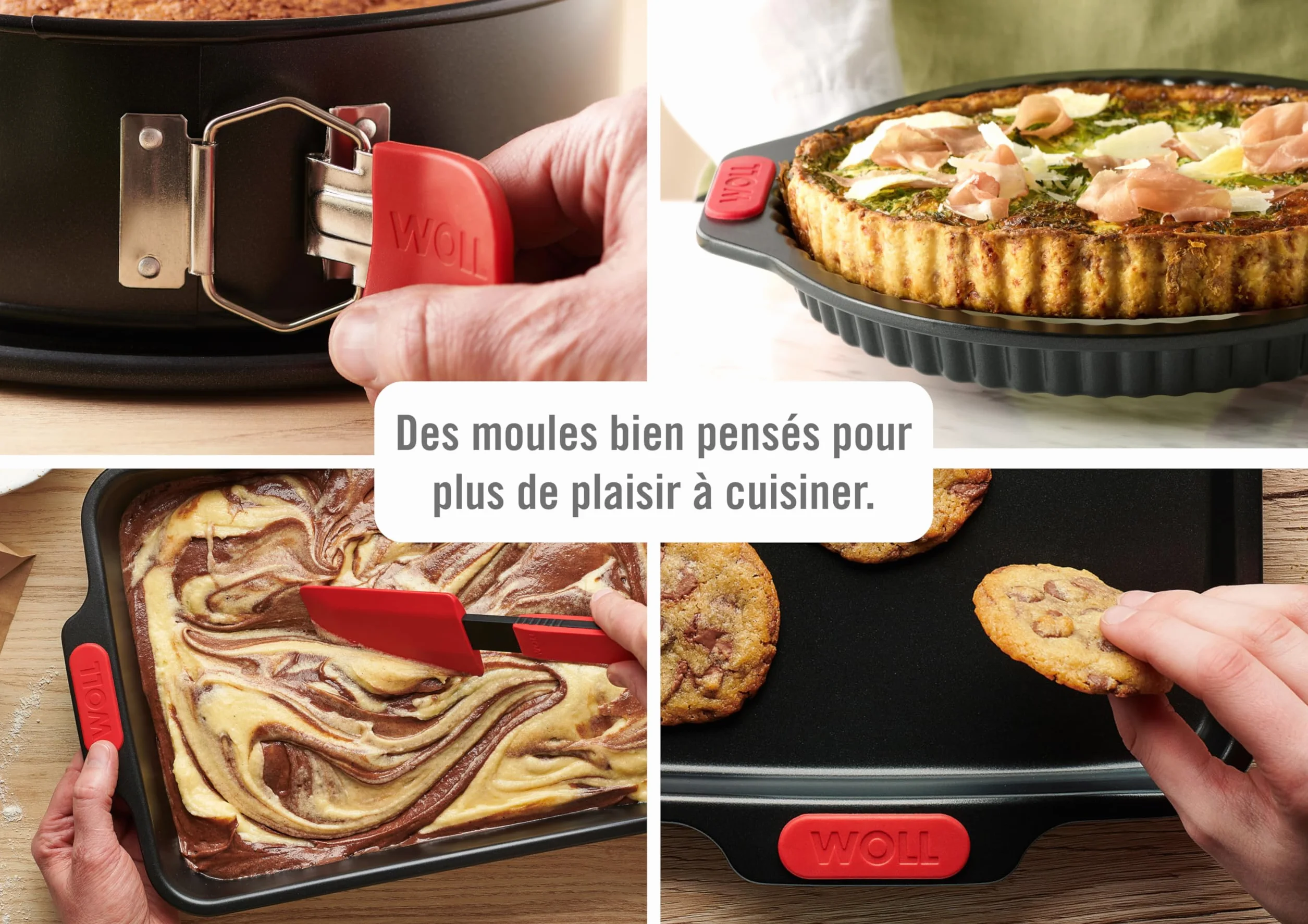 Woll – Bakeware moule à muffins 12 cavités – antiadhésif, acier aluminisé, poignées en silicone – sans PFAS – résiste jusqu’à 230 °C – noir