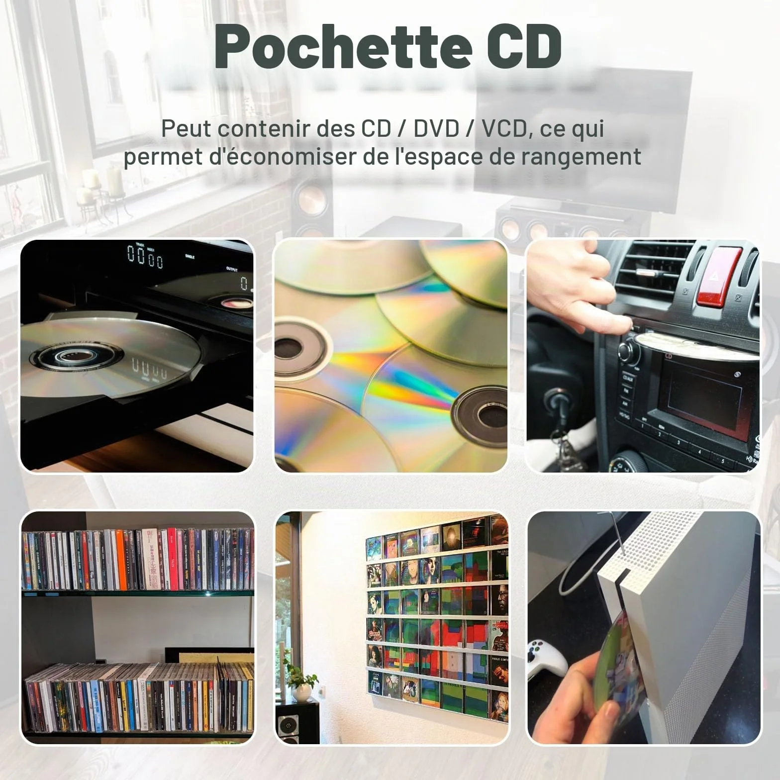 Pochette CD Range 40 CD Rangement DVD Chemise Noir
