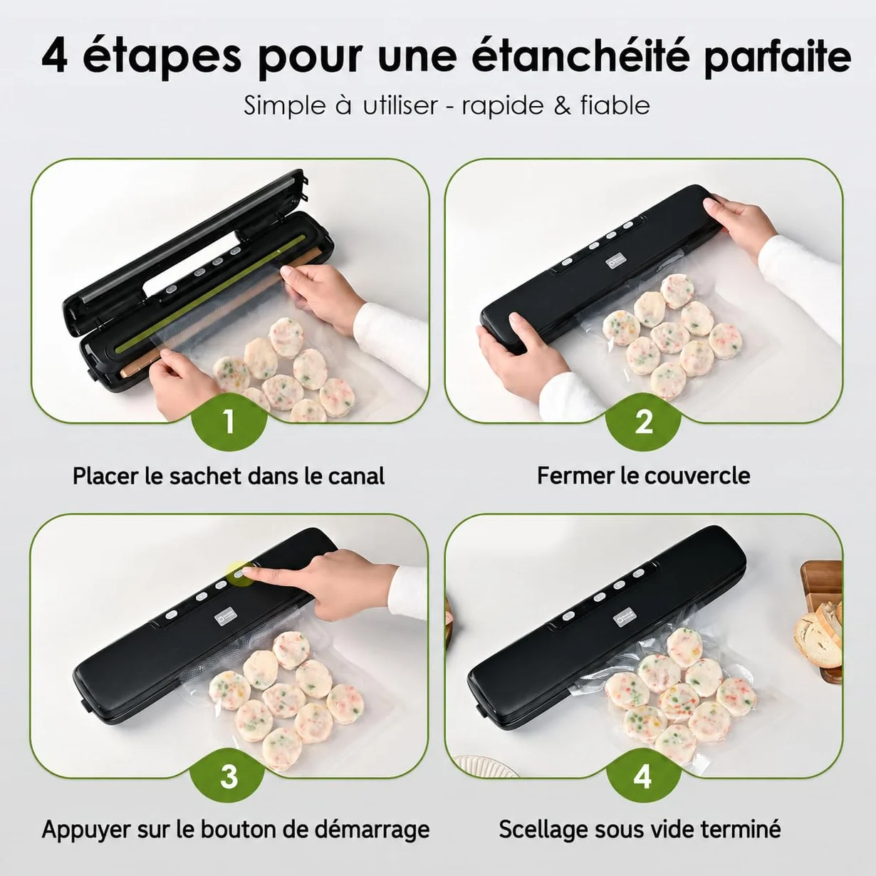 Machine Sous Vide Alimentaire Professionnelle – Kitchen in the Box Appareils de Mise Sous Vide avec 5 Modes, Scellage Rapide, Kit Complet pour la Conservation Hermétique et Longue Durée des Aliments