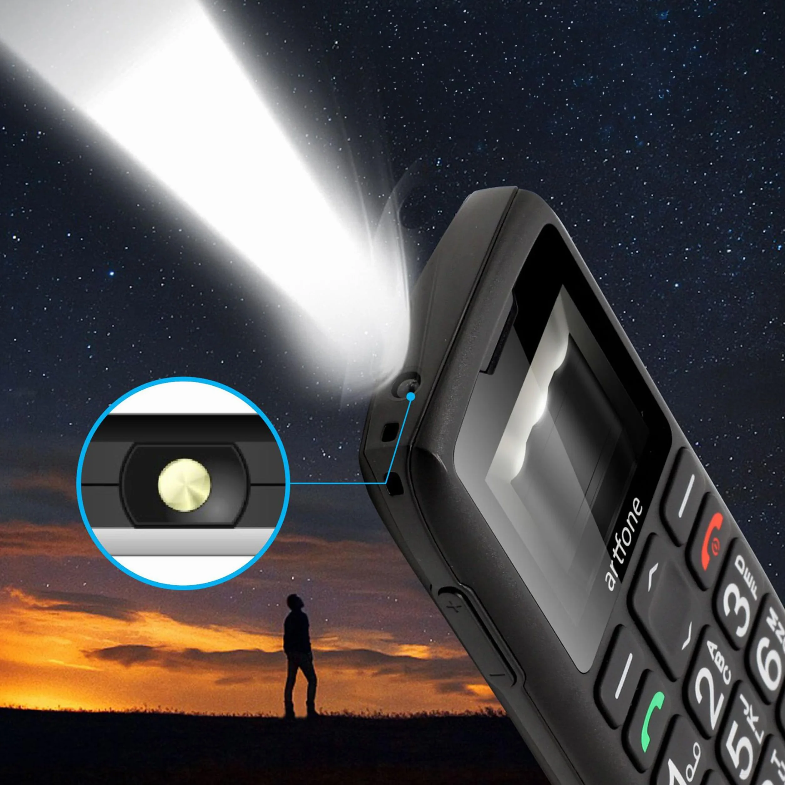 Retoo Telefon komórkowy dla seniorów z dużymi przyciskami i bez umowy, telefon komórkowy dla seniorów z przyciskiem alarmowym SOS, łatwa obsługa, aparat 0,08 MP, akumulator litowo-jonowy 1400 mAh dla