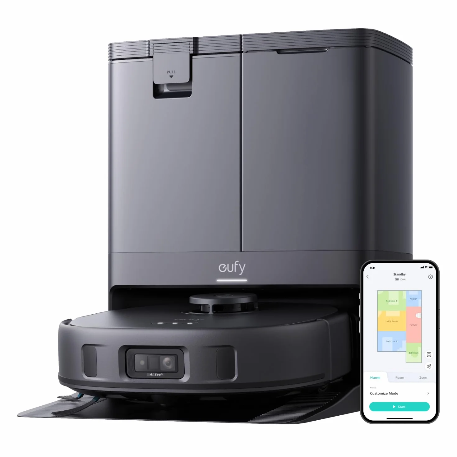 eufy X10 Pro Omni Robot Aspirateur et Serpillère 8000Pa Autovidage Remplissage Levage Voiture Évitement Obstacles Reconditionné