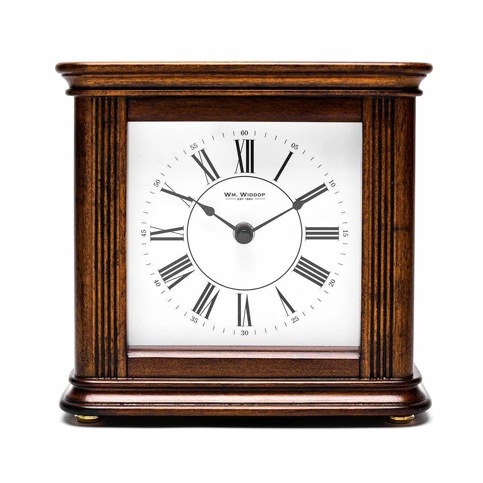Horloge de cheminée carrée en bois finition noyer Carillon Westminster