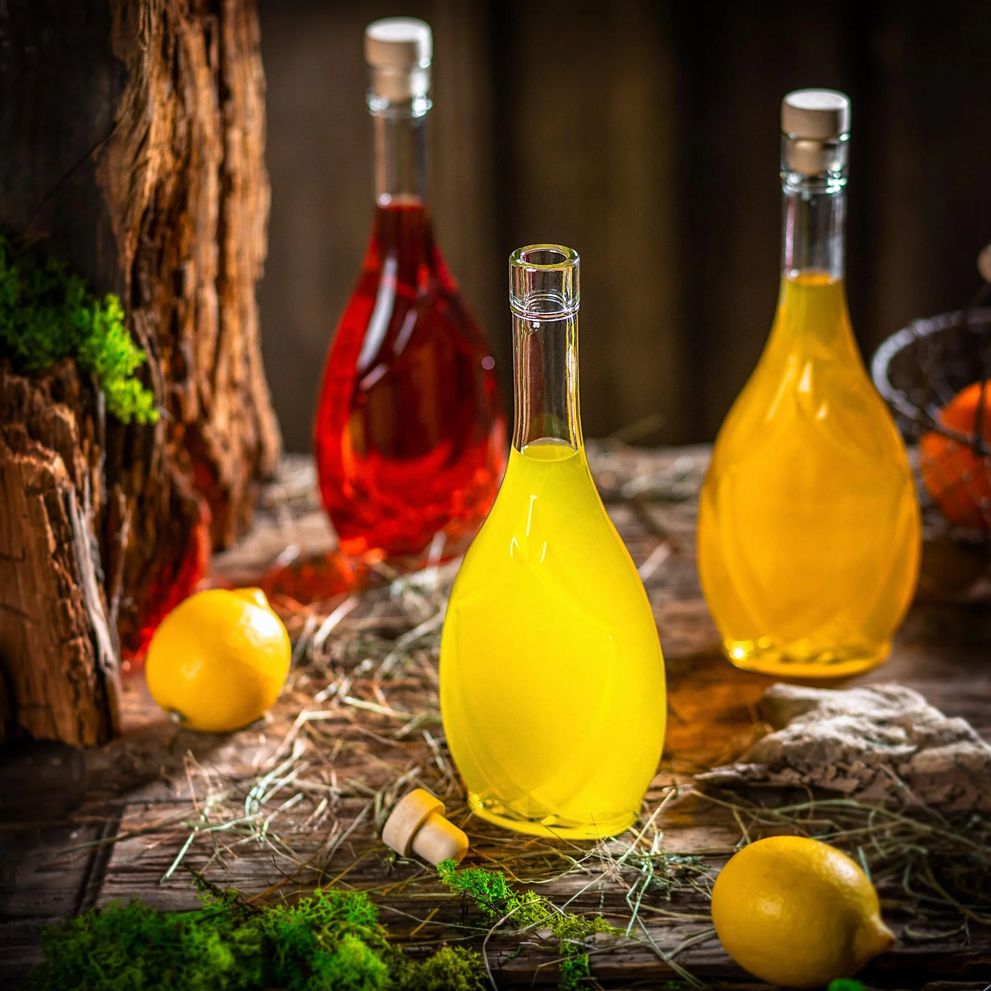 KADAX Lot de 10 bouteilles de liqueur vides en verre de 500 ml avec bouchon, pour remplir les liqueurs, le vin et l'alcool, bouteilles décoratives, bouteilles de vin en verre