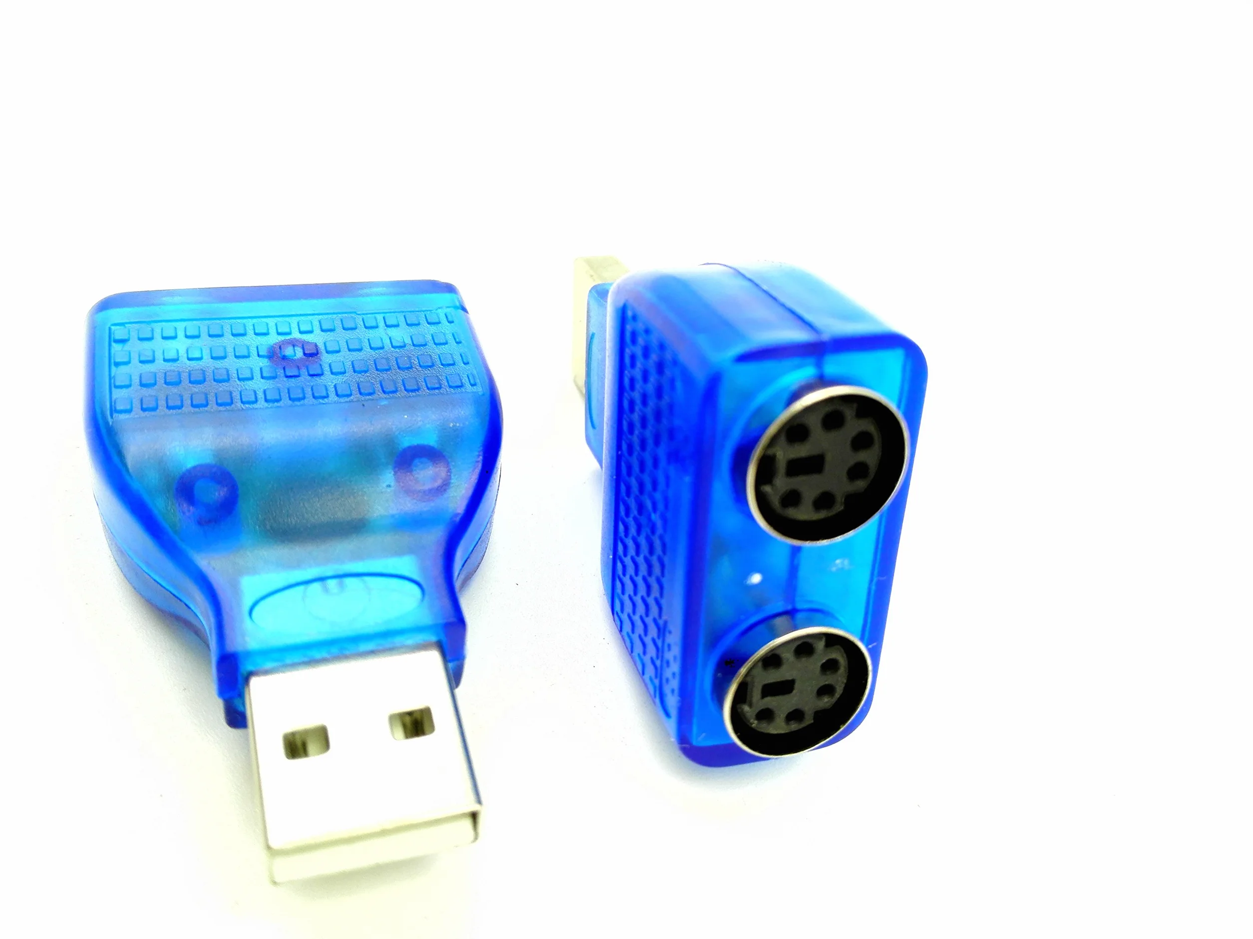 Bleu Souris Clavier USB A mâle vers Dual PS/2 Femelle Adaptateur T-Splitter