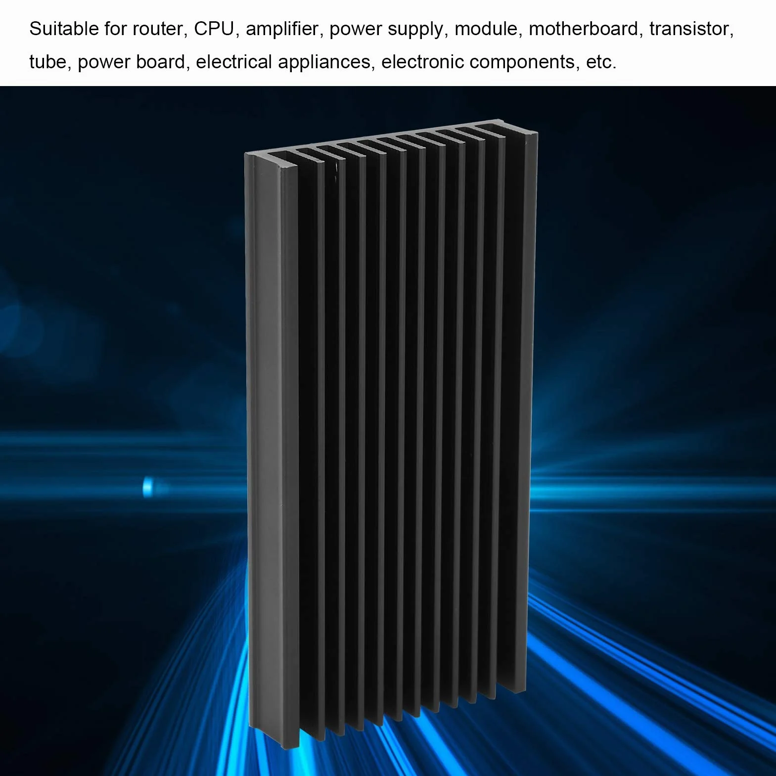 Fafeicy 4PCS Czarny Aluminiowy Chłodnica Radiatora 50x12.7x100 Mm dla Płytki Obwodu Chipów Cpu Routeter Wzmacniacz Moduł Zasilający Chłodzenie Płyty Głównej Płyta Główna