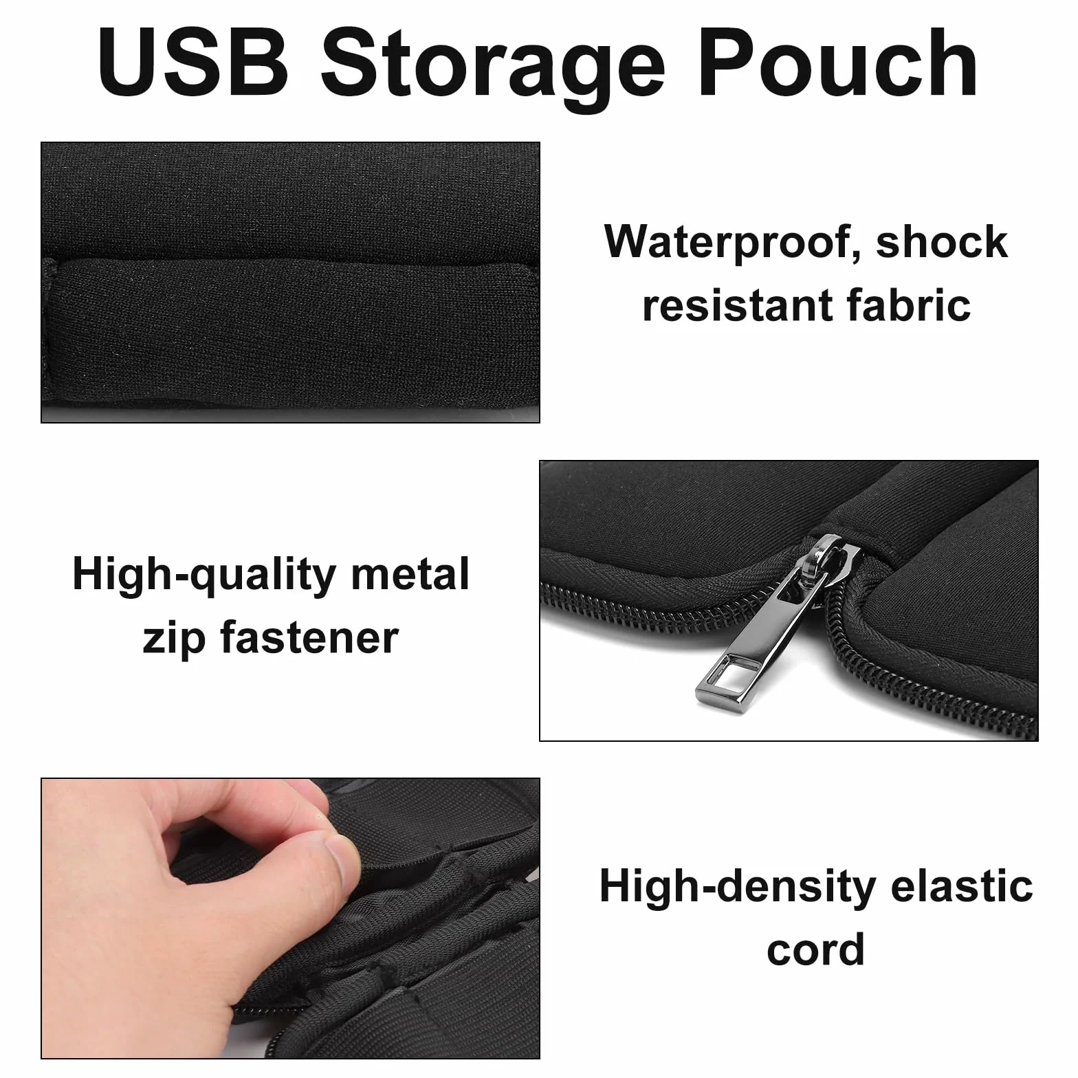 1 sztuka torba na pendrive mała torba do przechowywania USB Stick pudełko do przechowywania, organizer, 6 sztuk, USB, do przechowywania akcesoriów elektronicznych, kolor czarny
