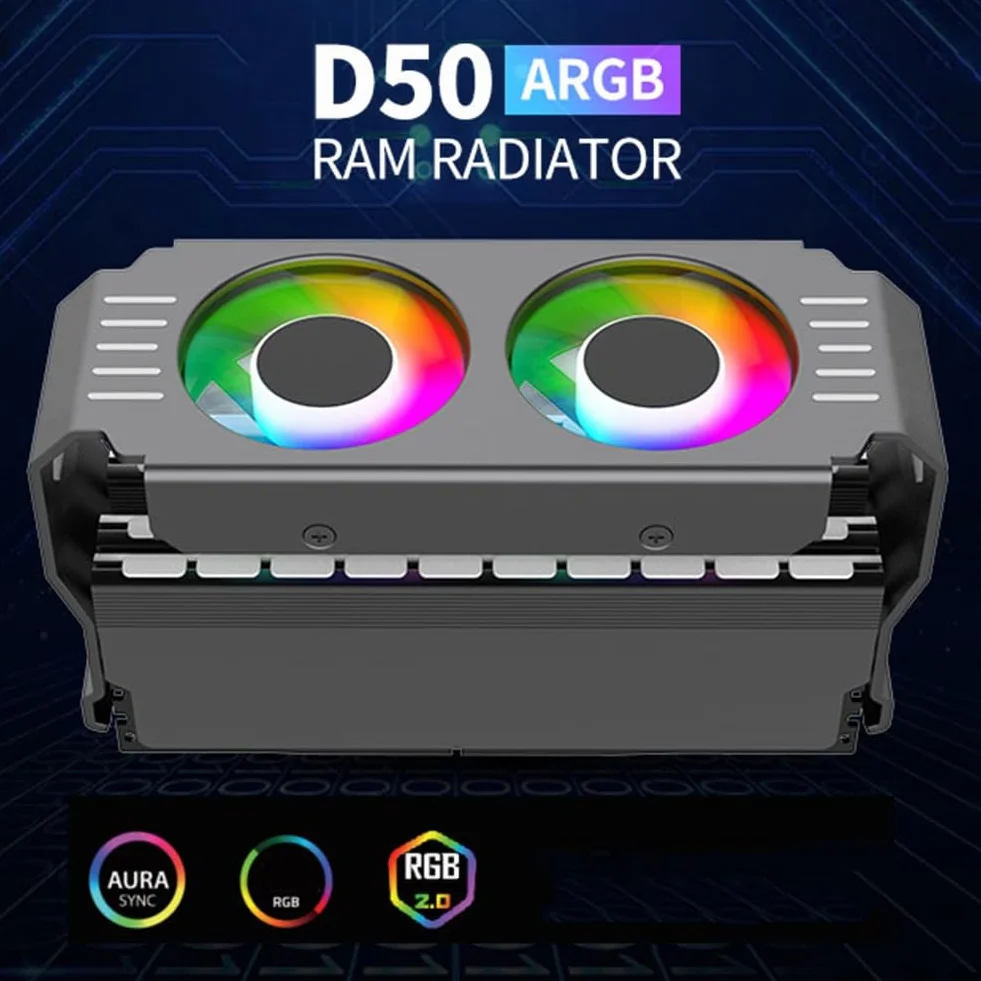 Module de Mémoire RAM Cooler DDR3 DDR5 5V 3Pin PWM 4Pin Light Sync 120mm Double Ventilateurs Radiateur Blanc